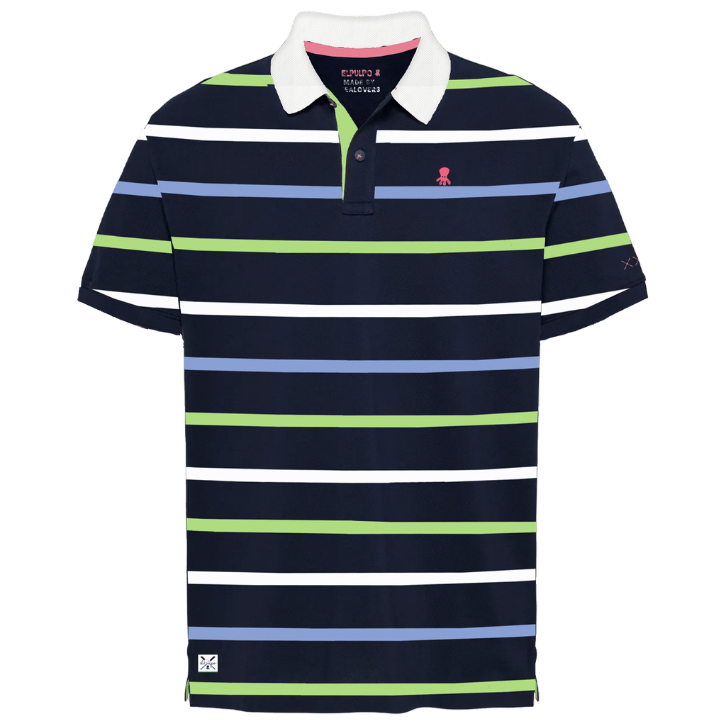 POLO RAYAS BORDADO ELPULPO AZUL MARINO