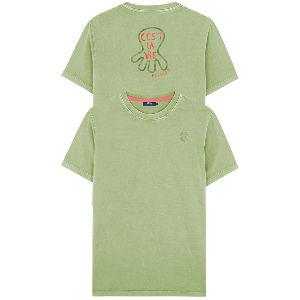 CAMISETA ESTAMPADO  CEST LA VIE VERDE CLARO