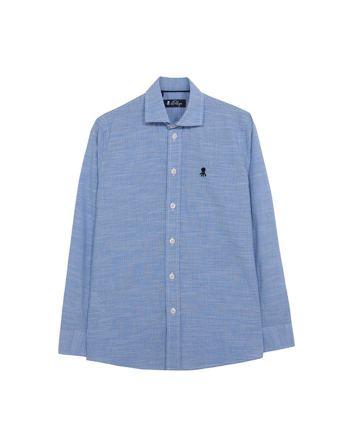 CAMISA NIÑO HOUNDSTOOTH BLUE AZUL CELESTE