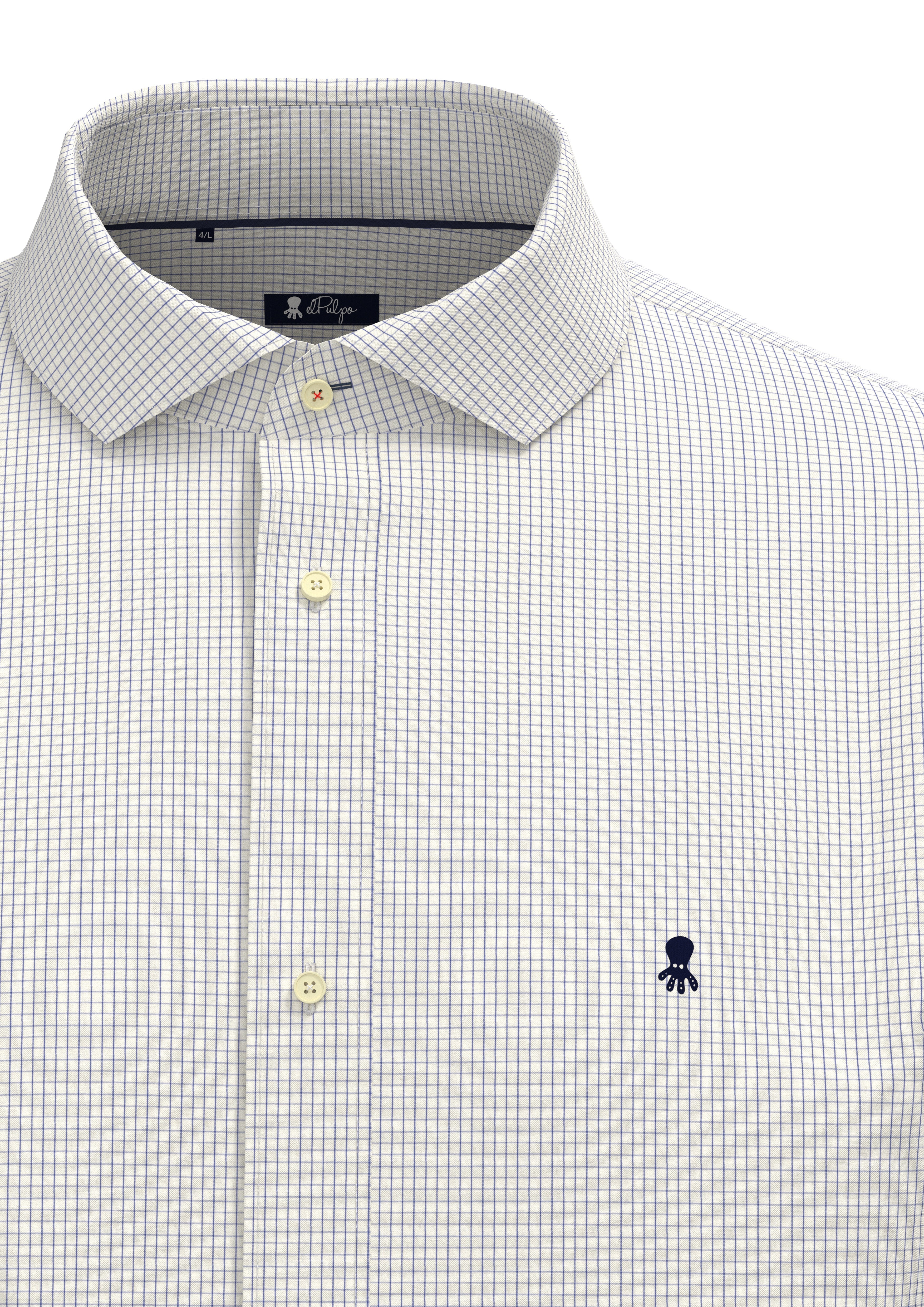 BOYS MEDIUM CHECK SHIRT CAPRI BLUE POPLIN