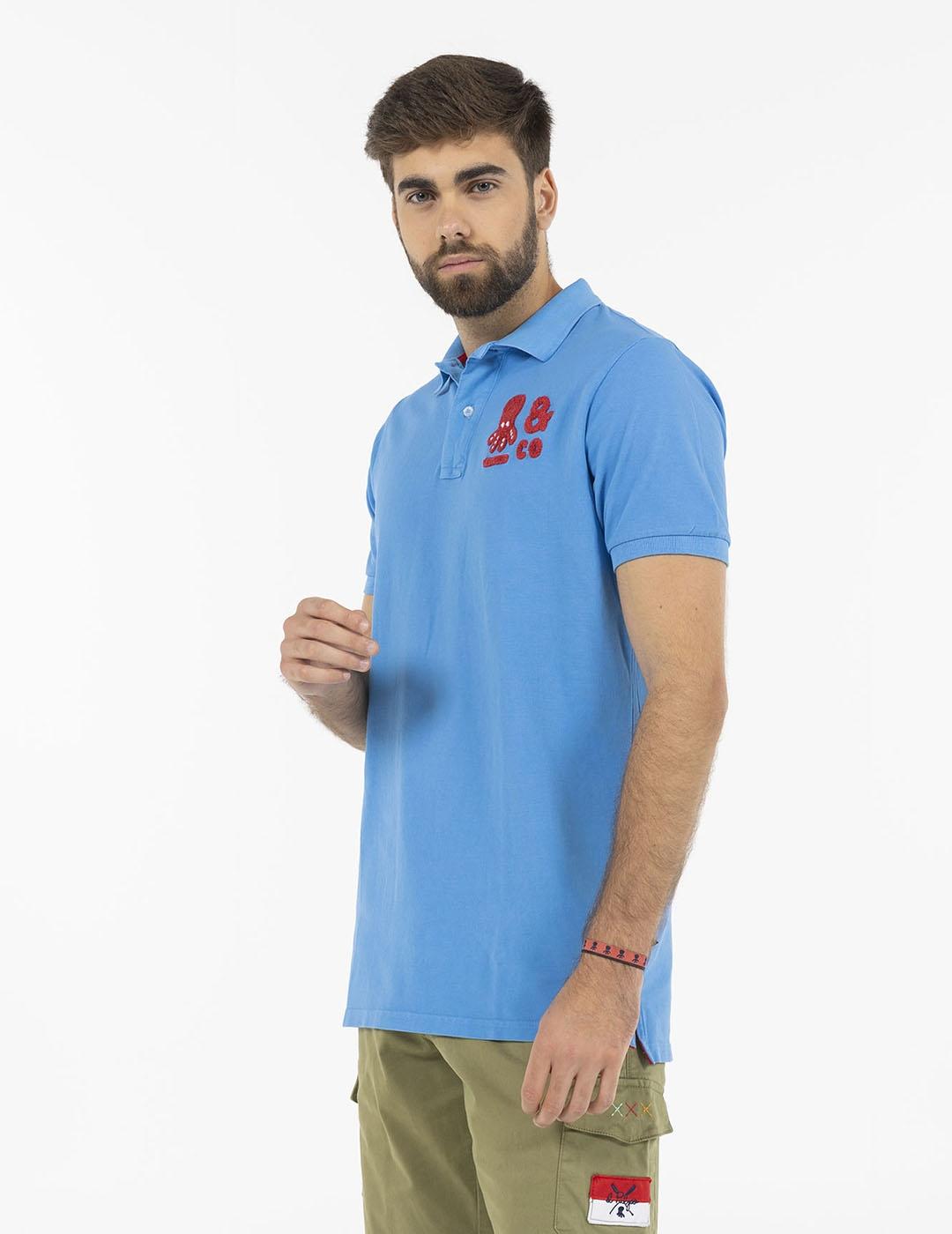 POLO PULPO & CO 2.0 AZUL MEDIO DELAVÉ