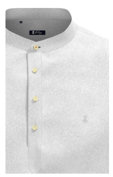 BOY'S SHIRT MAO LINEN AND COTTON PURE WHITE LOGO T-SHIRT