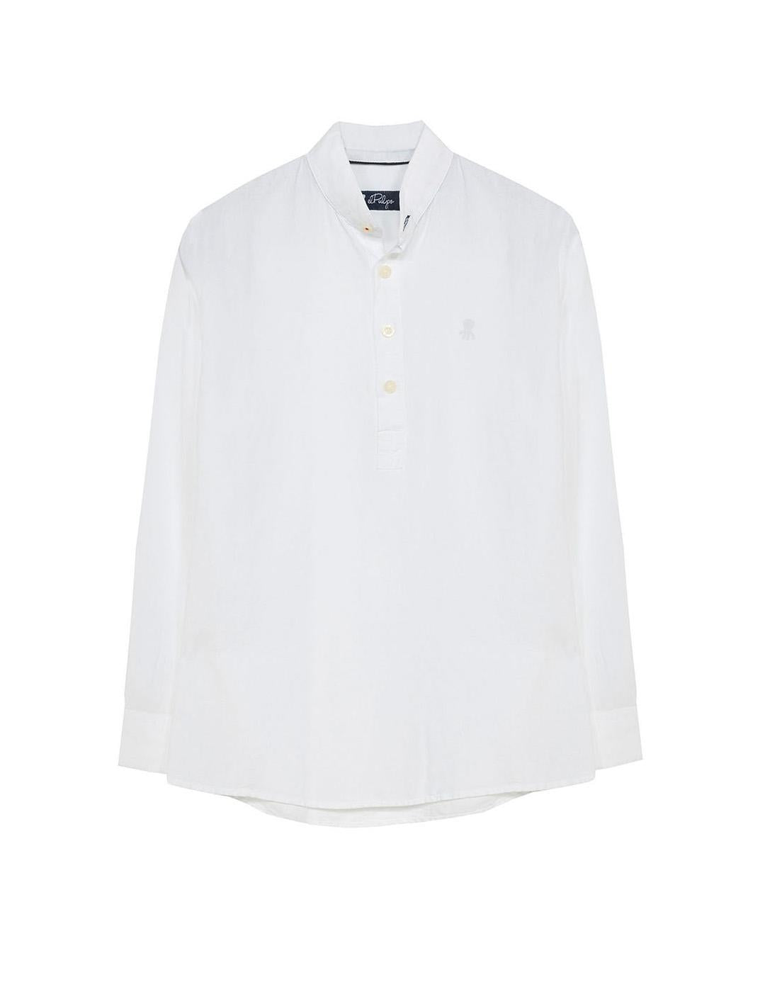 CAMISA NIÑO LINEN MAO COLLAR BLANCO