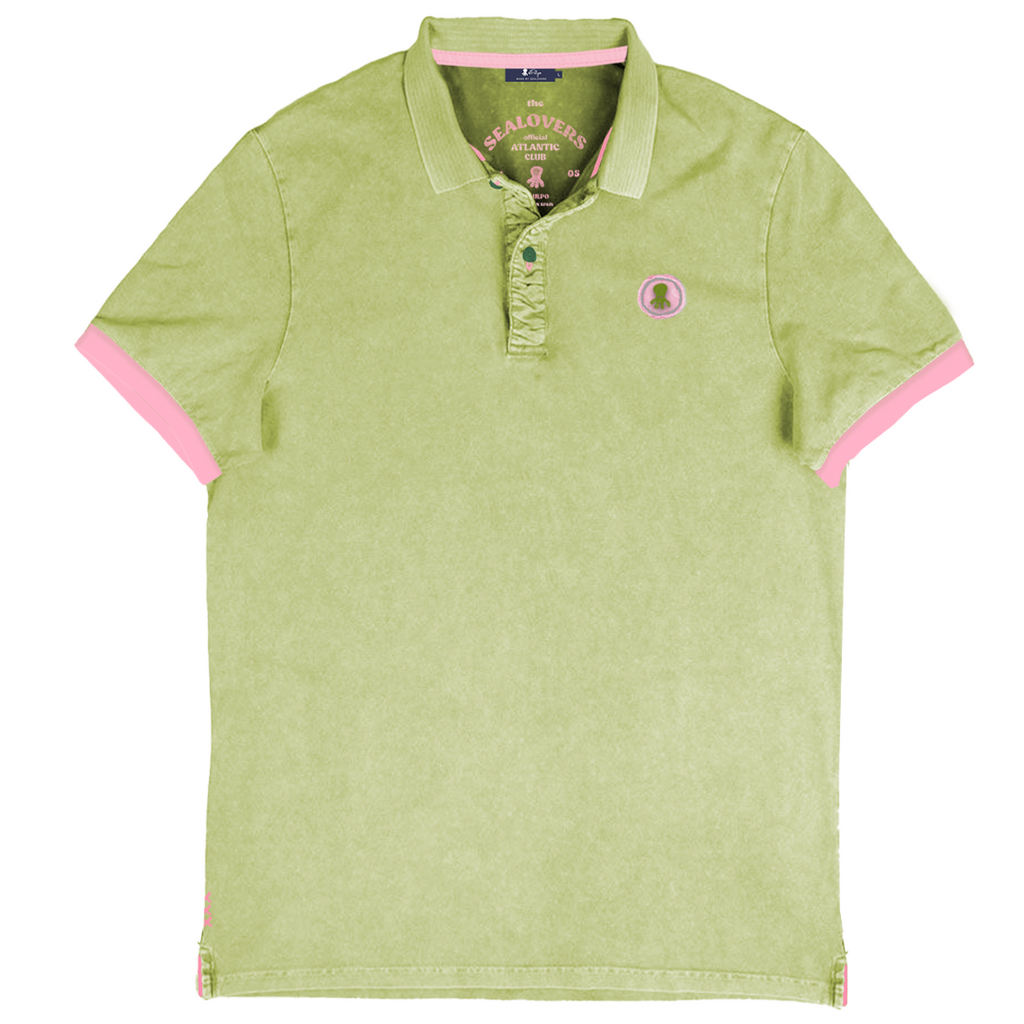POLO LAVADO PARCHE CONTRASTE VERDE PISTACHO