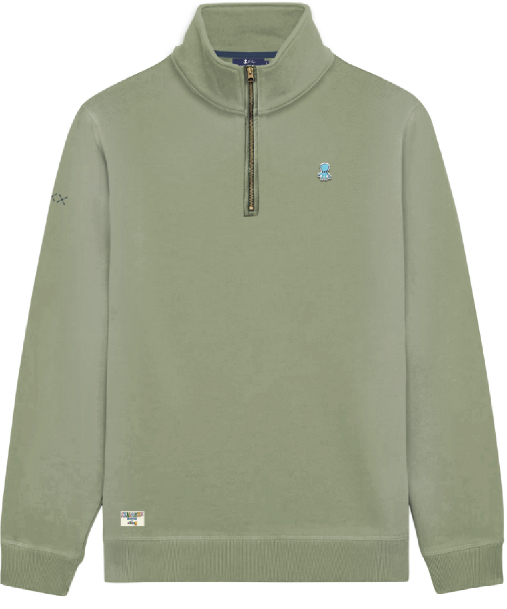 SUDADERA PERKINS BORDADO LOGO ELPULPO CONTRASTE VERDE SALVIA