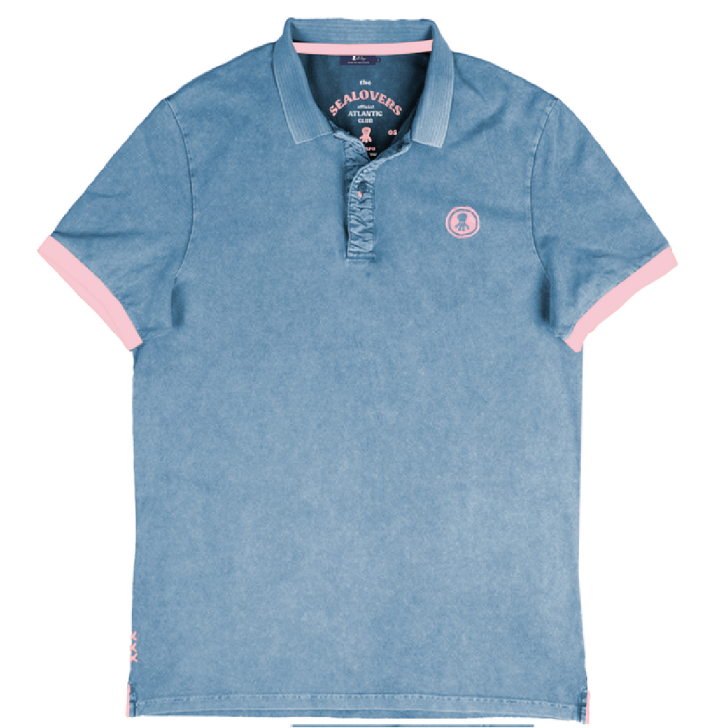 POLO LAVADO PARCHE CONTRASTE AZUL ZAFIRO