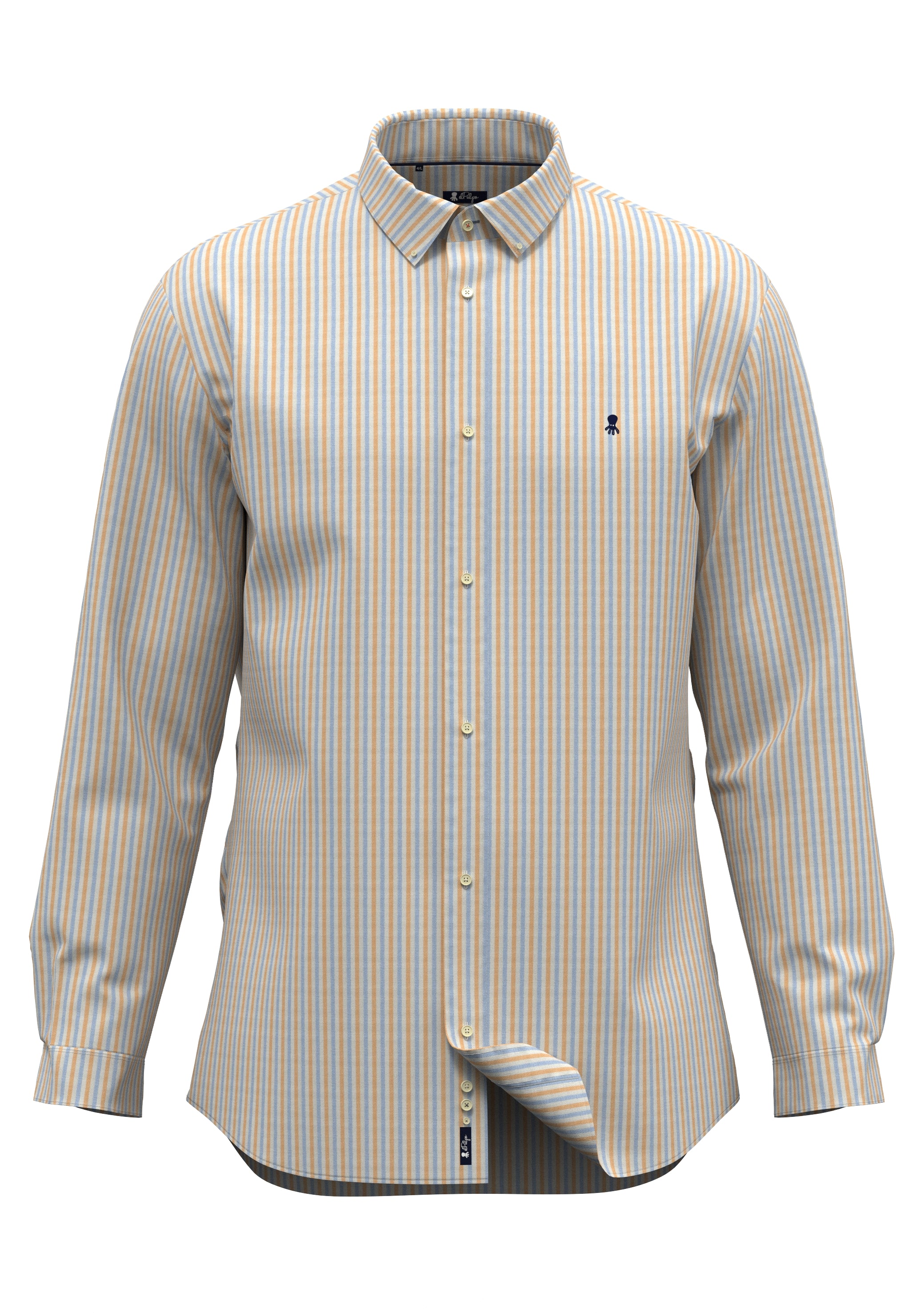 CAMISA OXFORD CUELLO BOTÓN RAYAS NARANJA MULTICOLOR