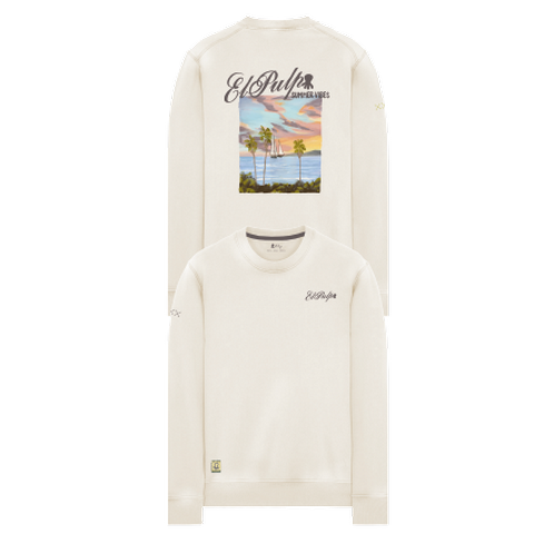 Sudadera estampado óleo paisaje blanco roto