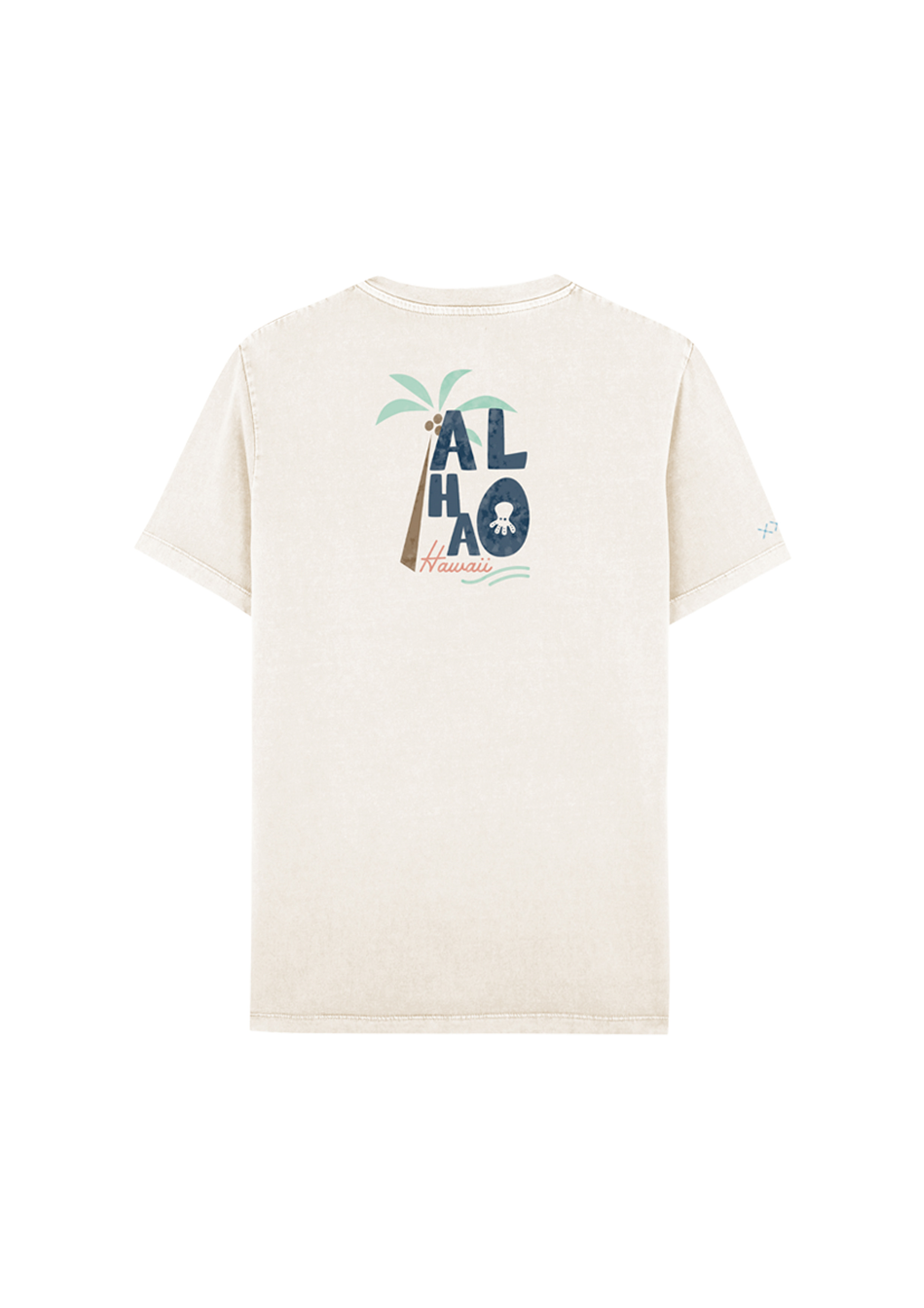T-SHIRT BEGE COM ESTAMPA ALOHA