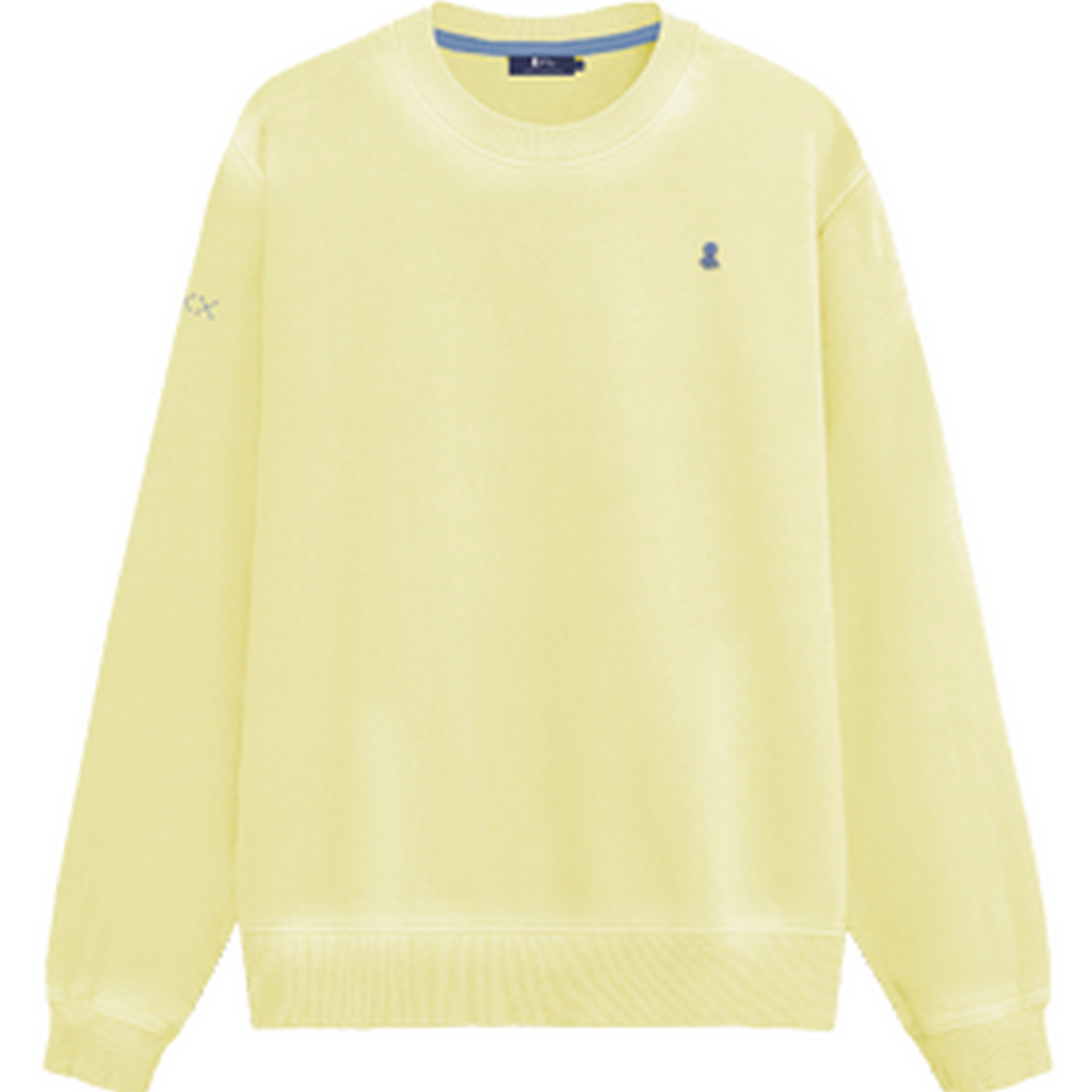 BASIC SWEATSHIRT WITH CONTRAST EMBROIDERY IN LEMON YELLOW