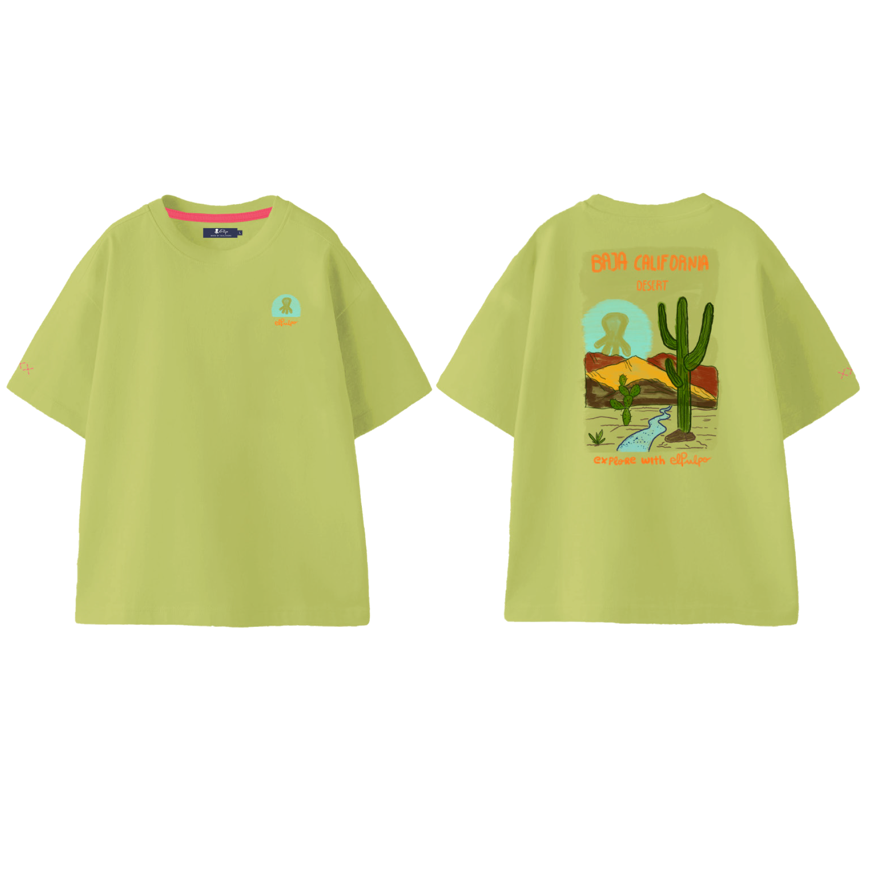 CAMISETA NIÑO OVERSIZE EXPLORE DESERT VERDE PISTACHO