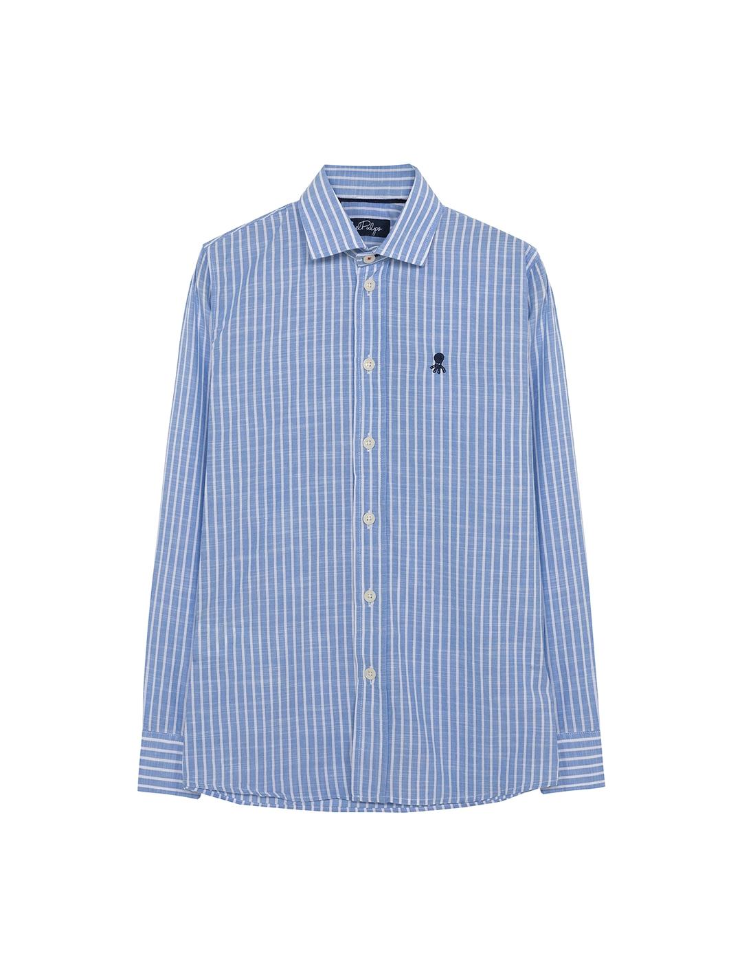 CAMISOLA RELAX STRIPES LINHO MENINO AZUL CÉU 