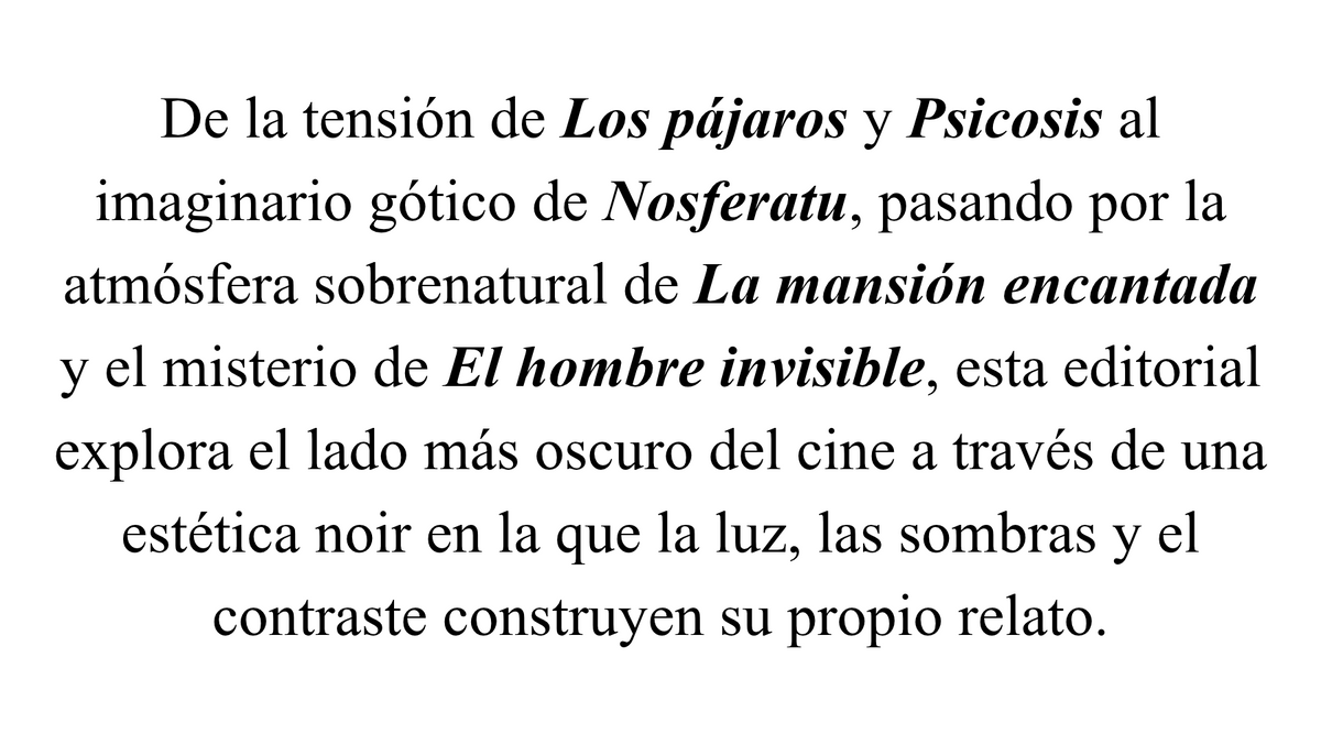 esta editorial explora el lado más oscuro del cine a través de una estética noir