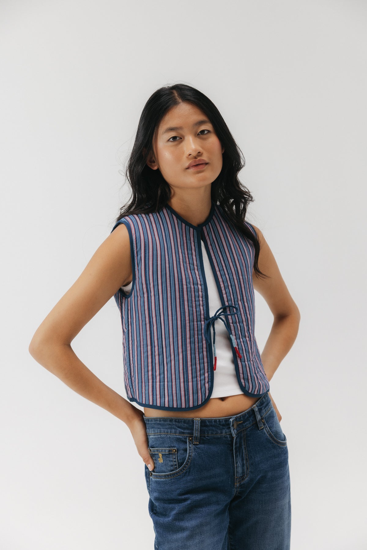 CHALECO TEEN ACOLCHADO RAYAS MULTICOLOR