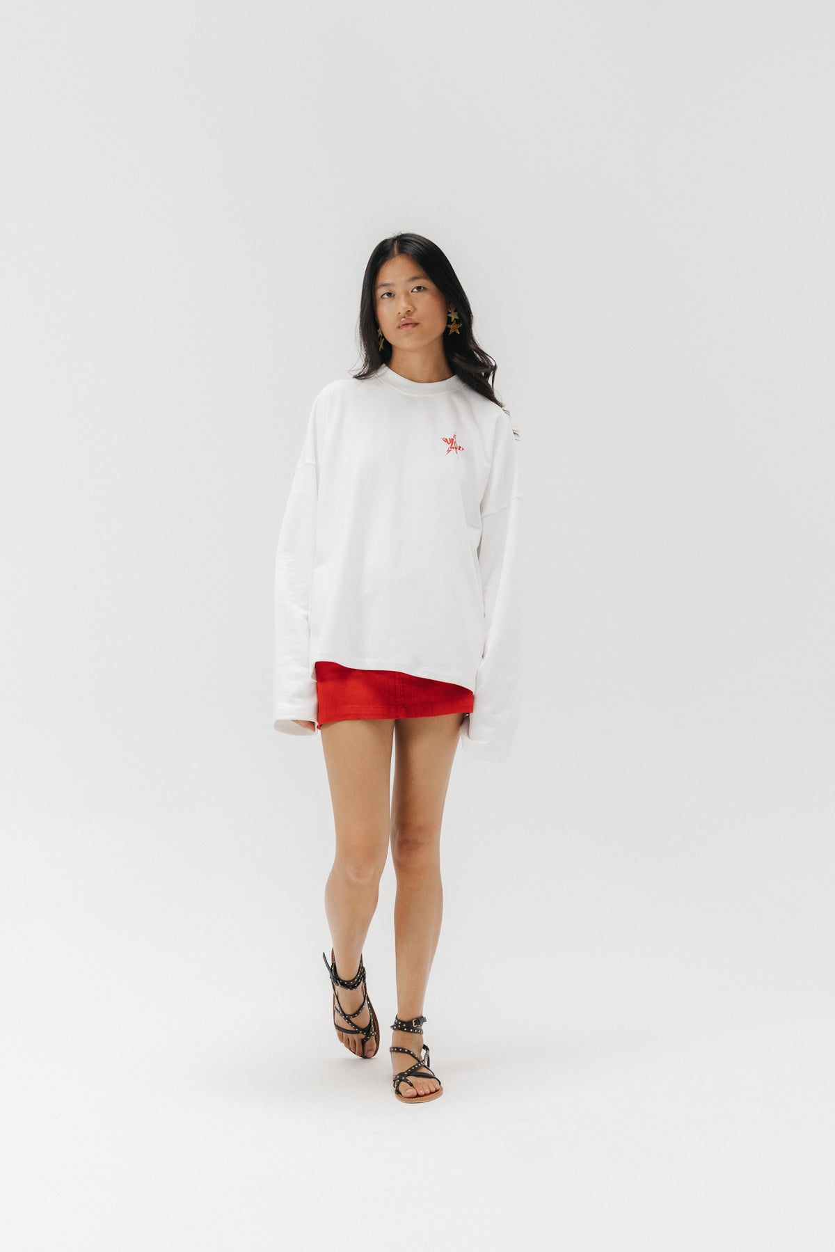 SUDADERA TEEN ESTAMPADO CITY OF STARS BLANCO PURO