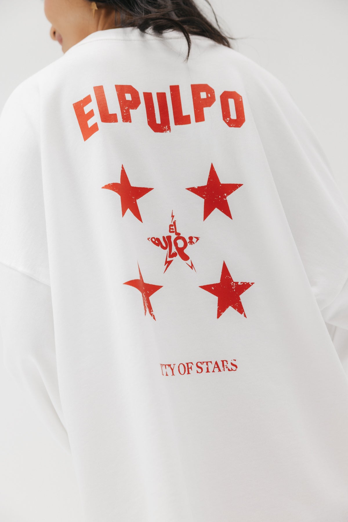 SUDADERA TEEN ESTAMPADO CITY OF STARS BLANCO PURO