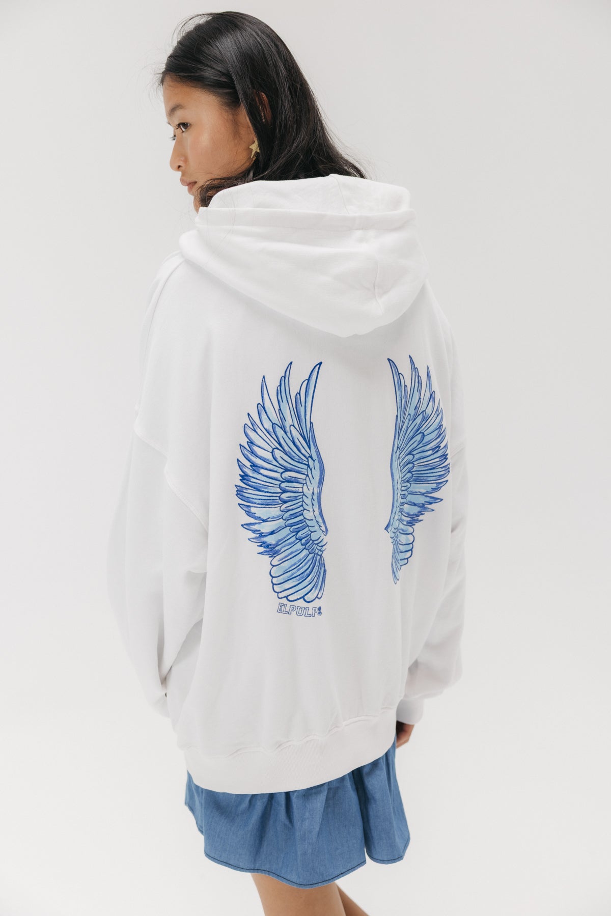 SUDADERA CAPUCHA TEEN ALAS BLANCO PURO