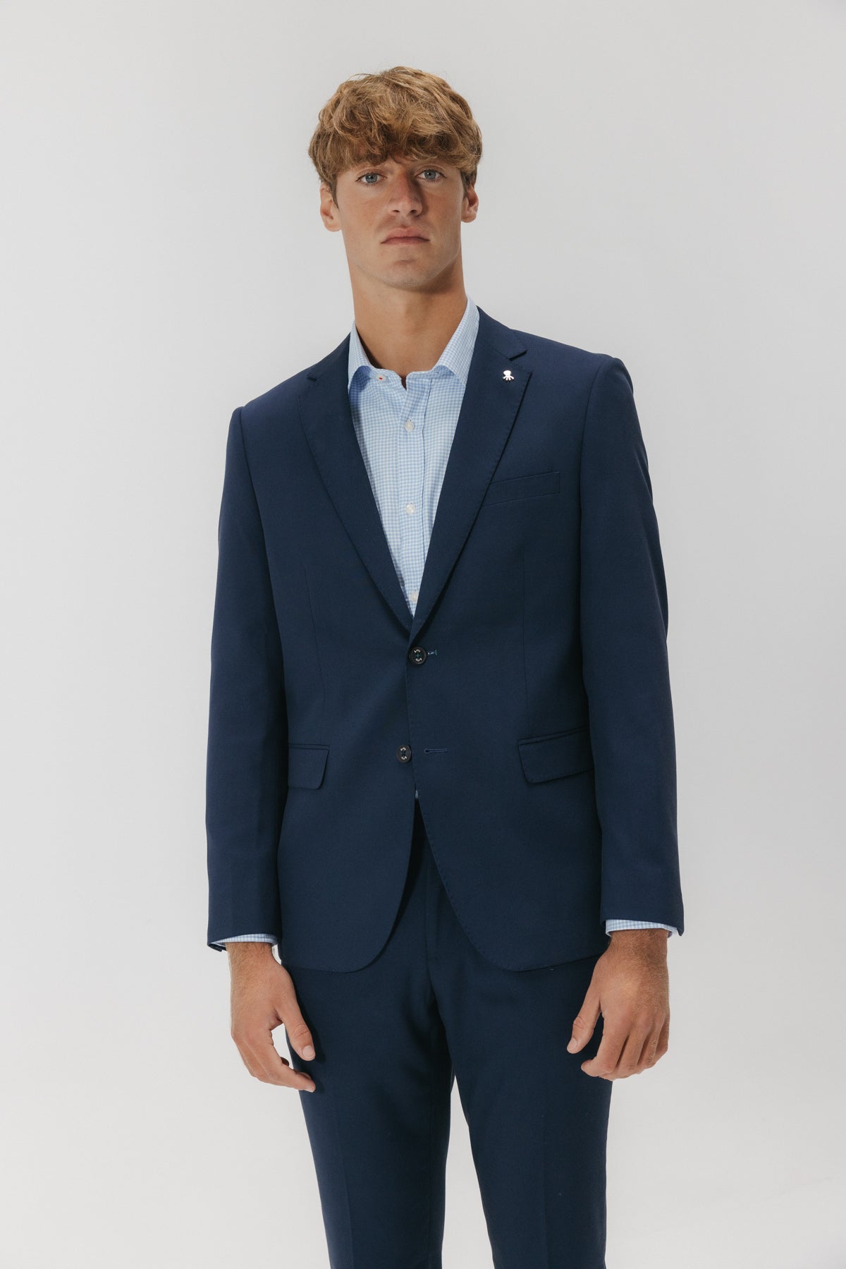 Traje microdibujo azul marino