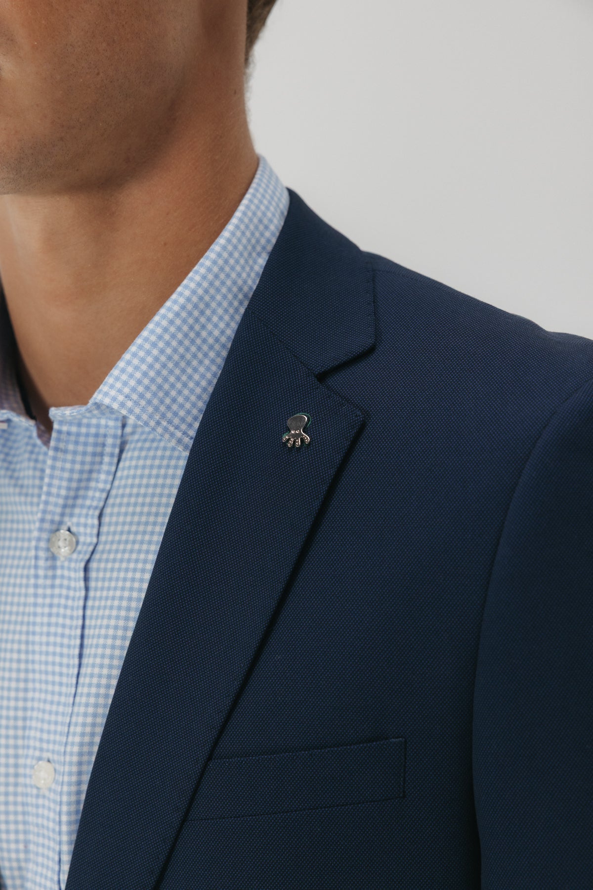 Traje microdibujo azul marino