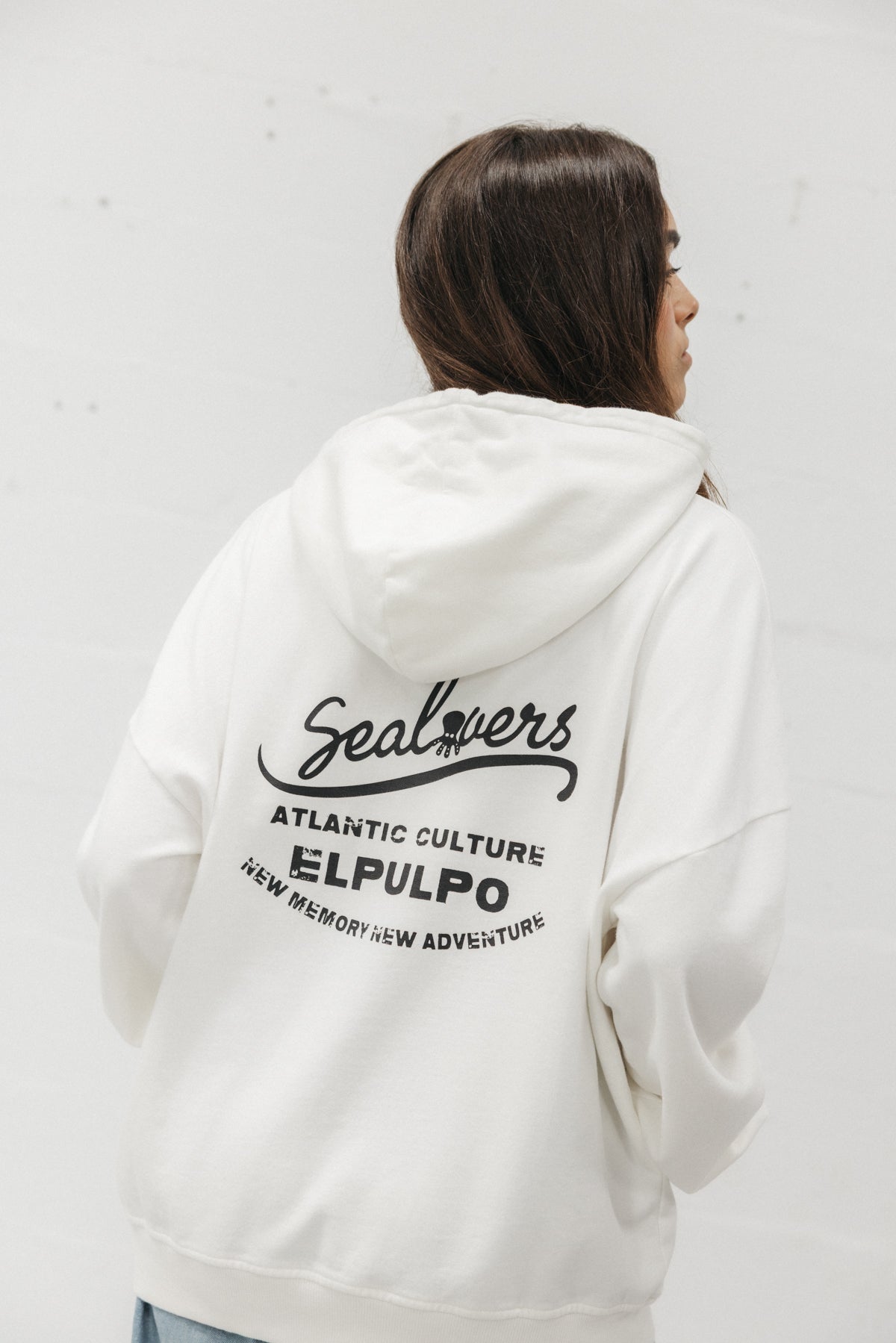 SUDADERA CAPUCHA UNISEX ATLANTIC CULTURE BLANCO ROTO
