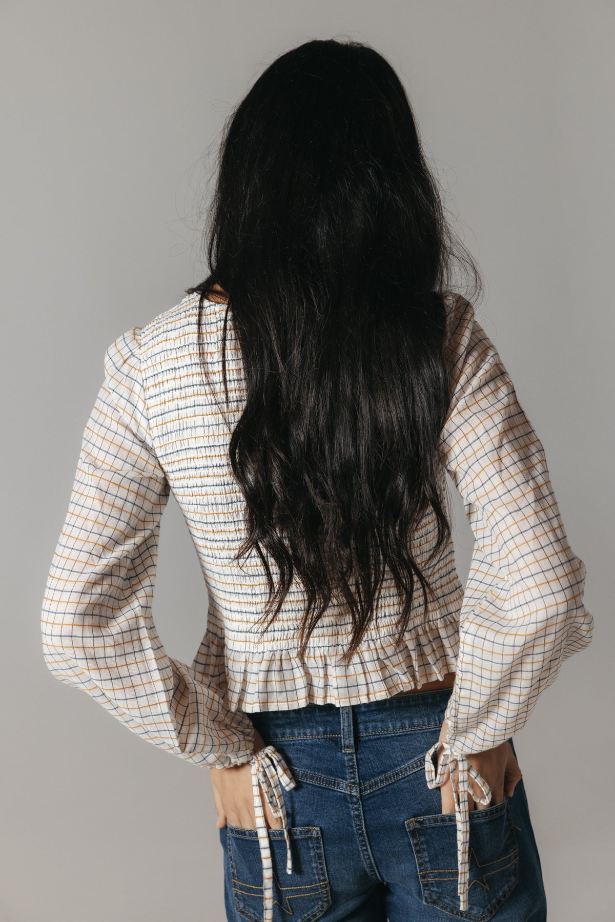 CAMISA TEEN PUÑO LAZO TEJIDO CUADROS BLANCO PURO