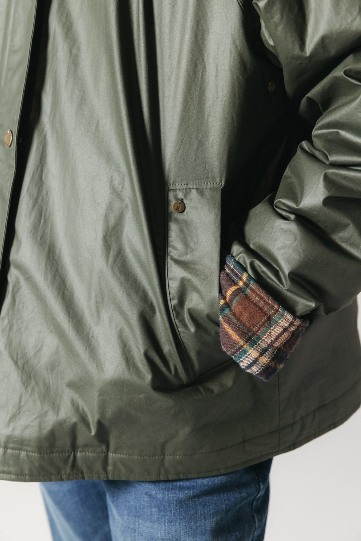 CHAQUETA TEEN ENCERADA NEW VERDE MILITAR