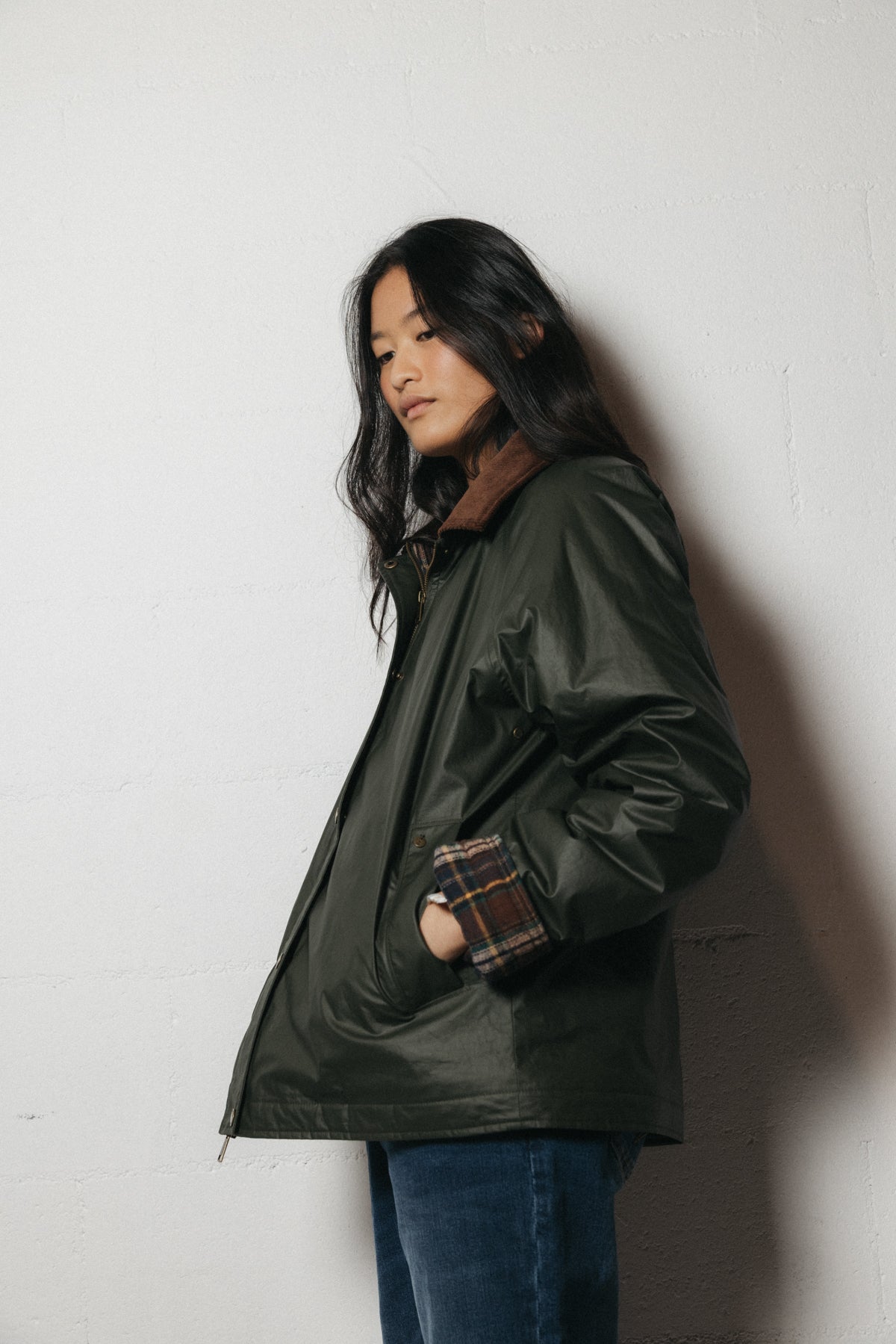 CHAQUETA TEEN ENCERADA NEW VERDE MILITAR