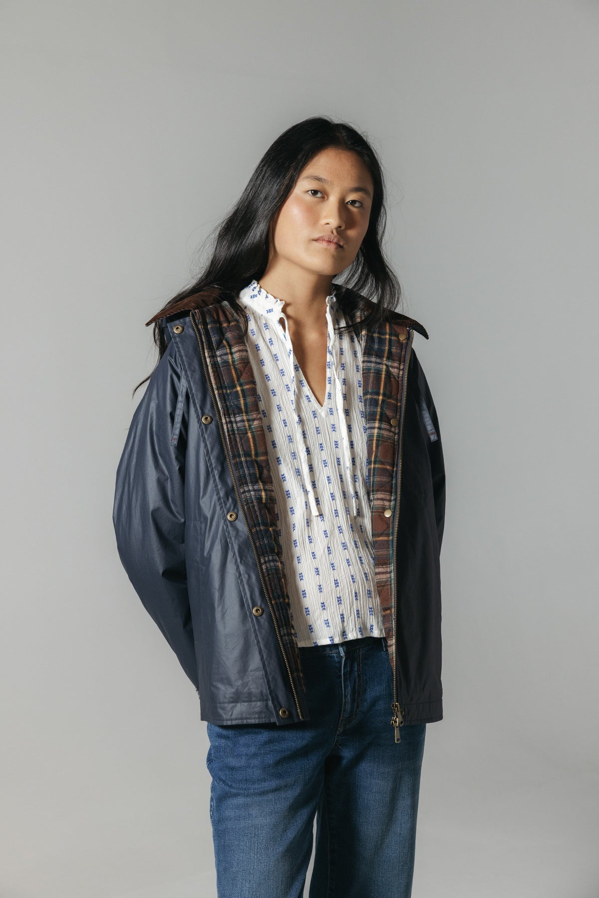 CHAQUETA TEEN ENCERADA NEW AZUL MARINO