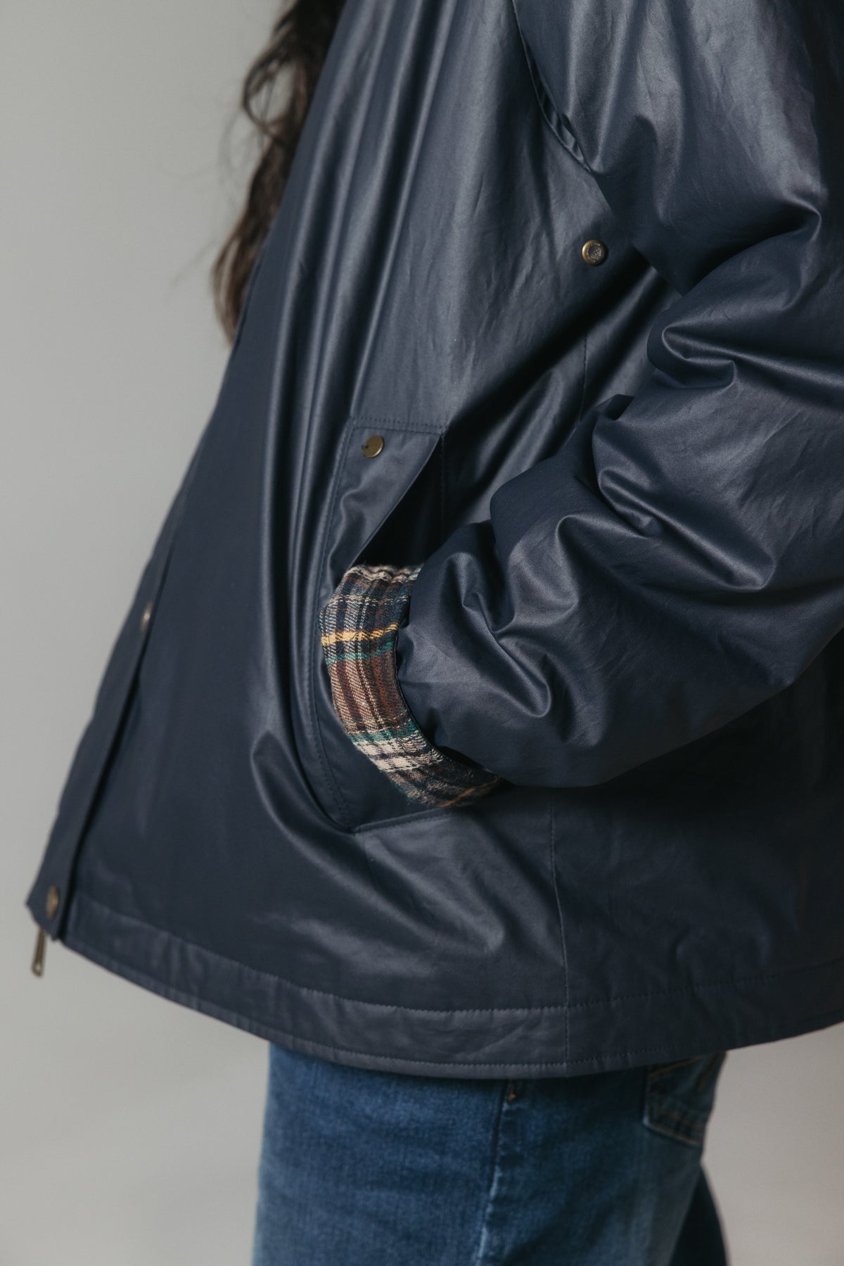 CHAQUETA TEEN ENCERADA NEW AZUL MARINO