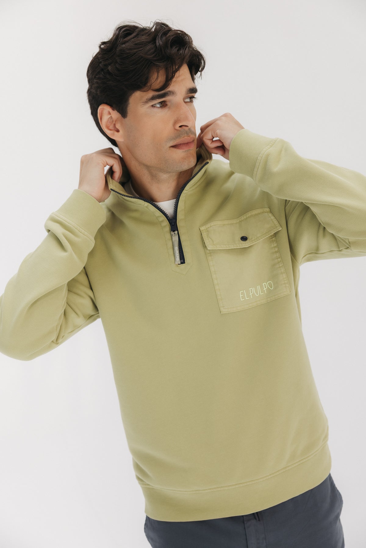 SUDADERA PERKINS BOLSILLO TALLÍN VERDE KHAKI