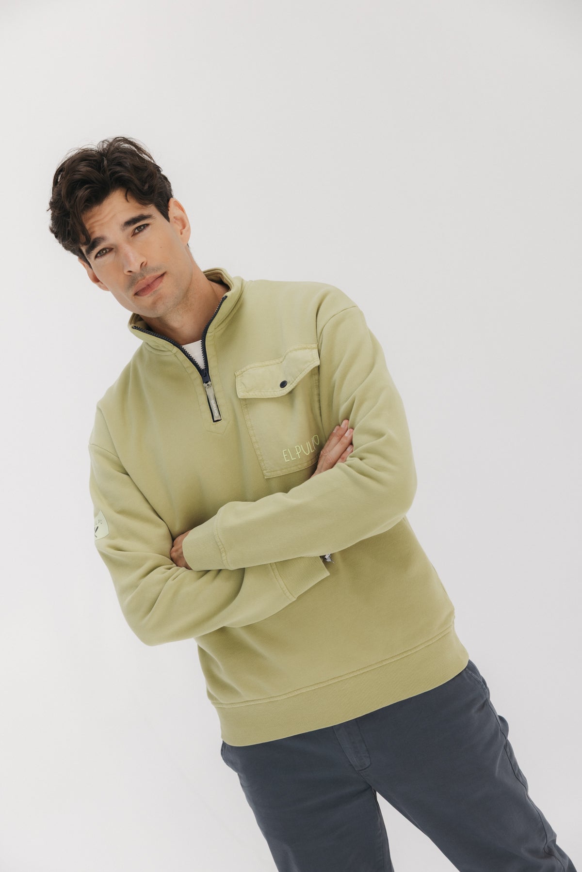 SUDADERA PERKINS BOLSILLO TALLÍN VERDE KHAKI