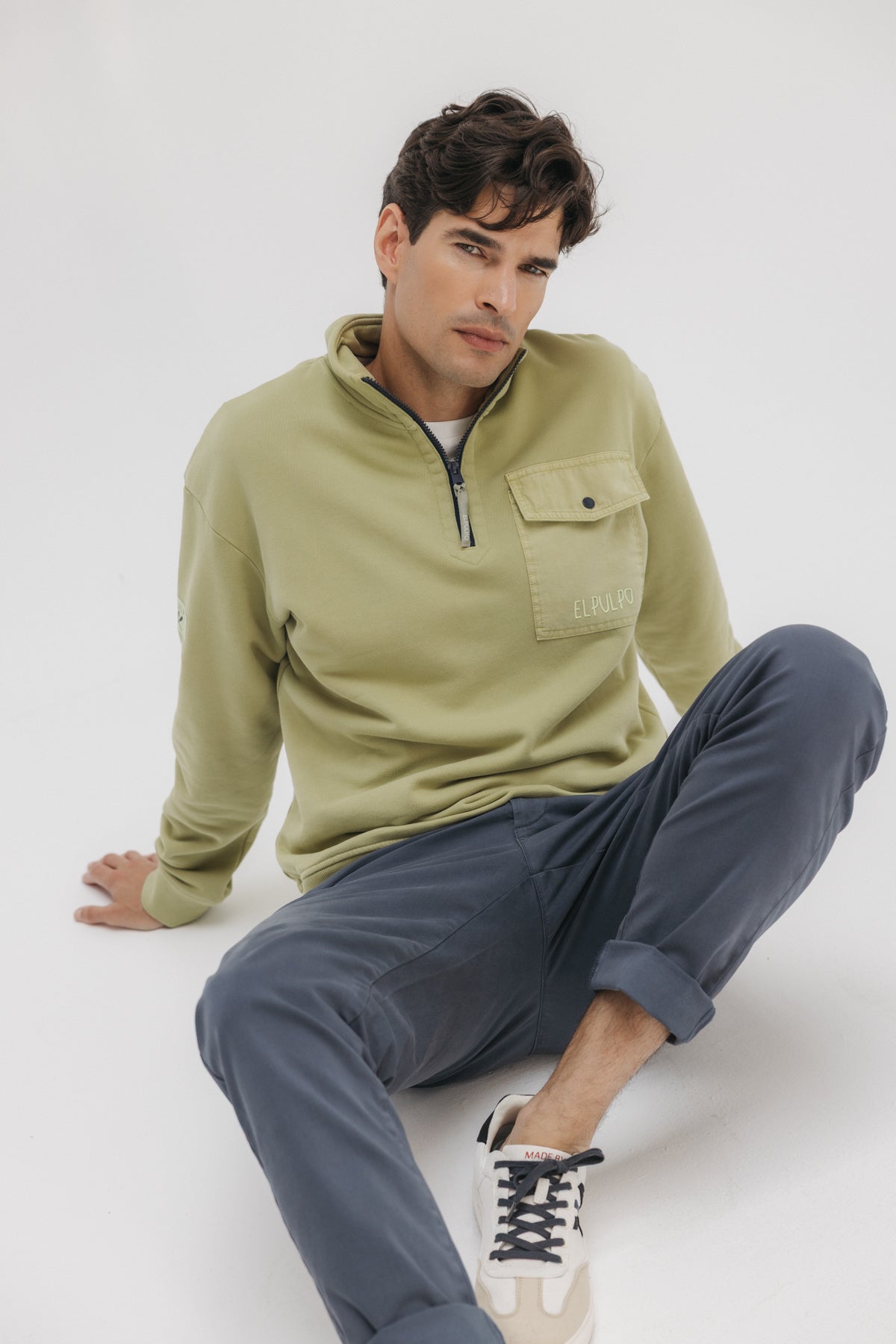 SUDADERA PERKINS BOLSILLO TALLÍN VERDE KHAKI