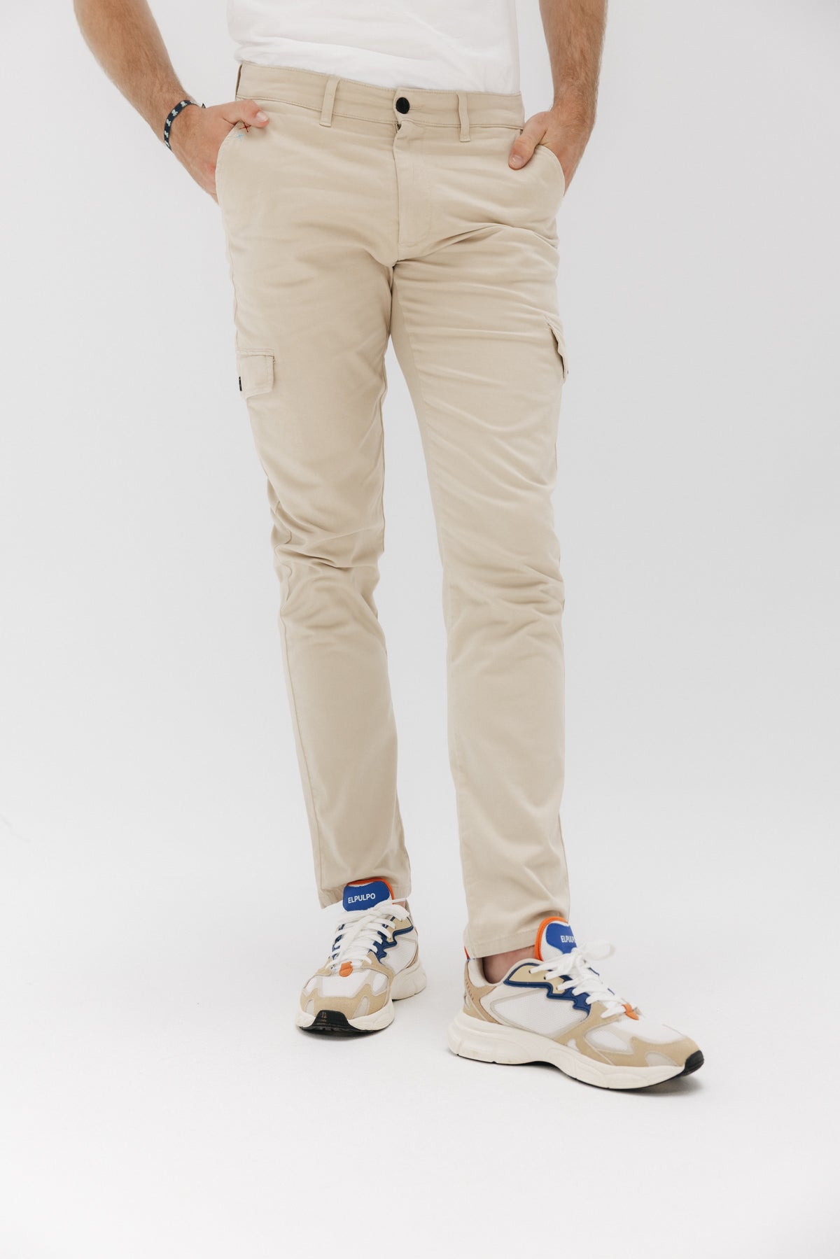 SATIN CARGO PANTS SAND