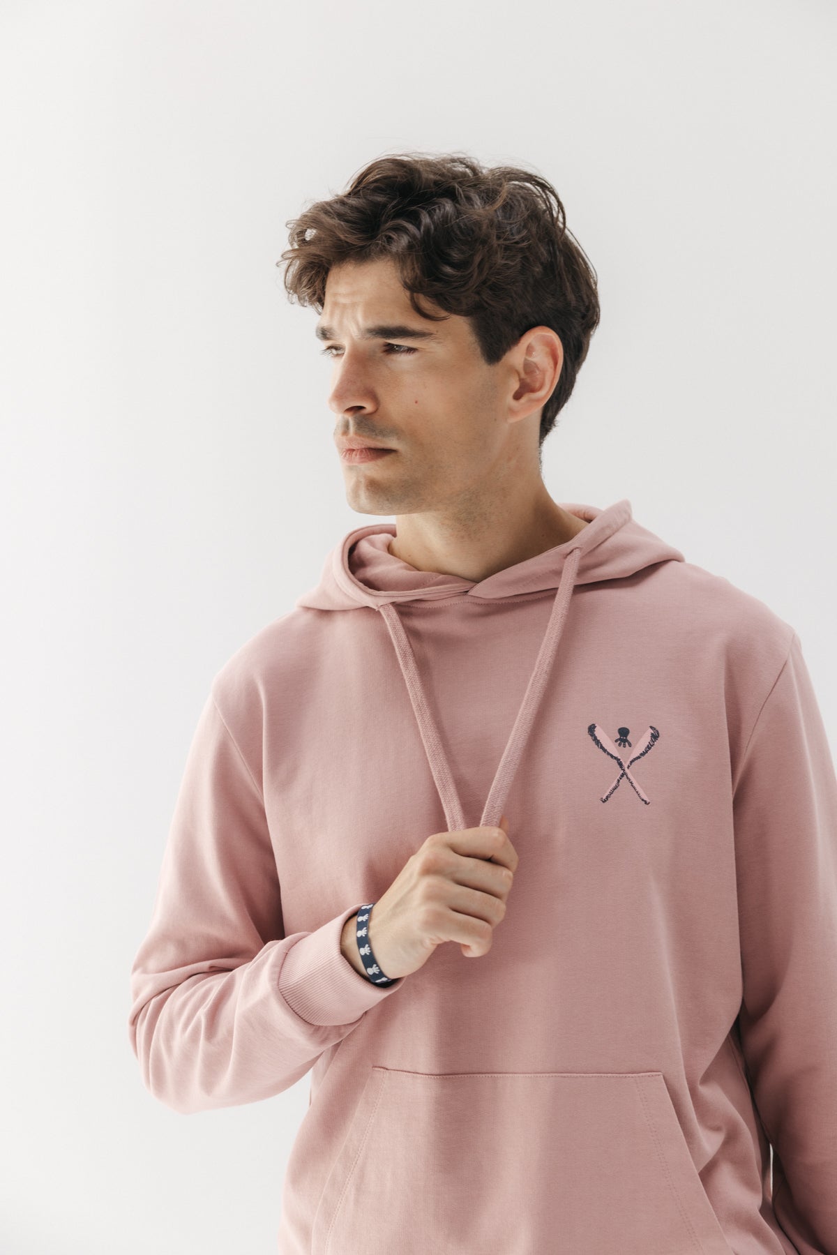 SUDADERA CAPUCHA PALAS DIBUJADAS ROSA PIEDRA