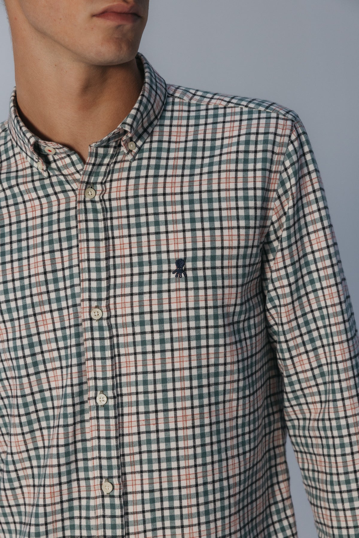 CAMISA CASUAL FRANELA PEINADA CUADRO MULTICOLOR