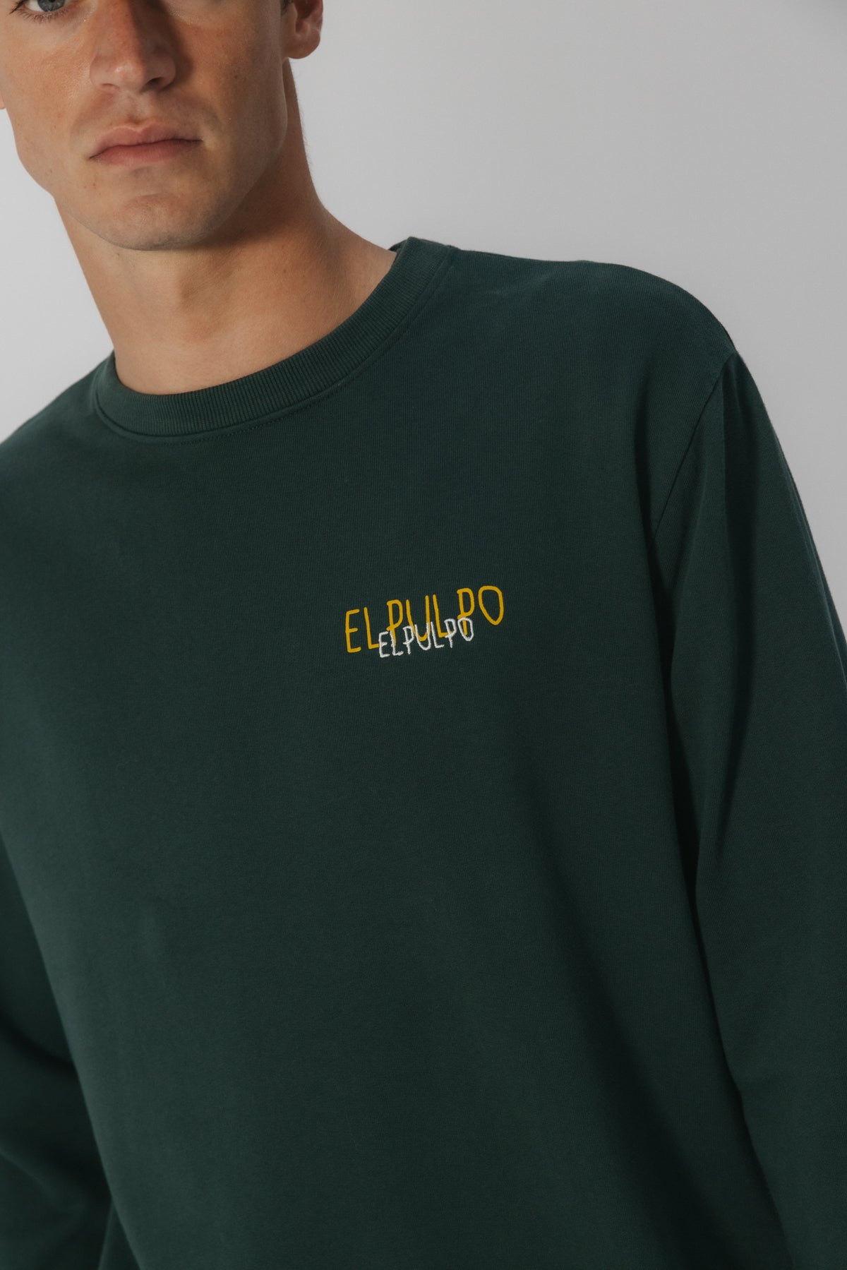 SUDADERA LOGO TEJIDO MELANGE VERDE BOTELLA