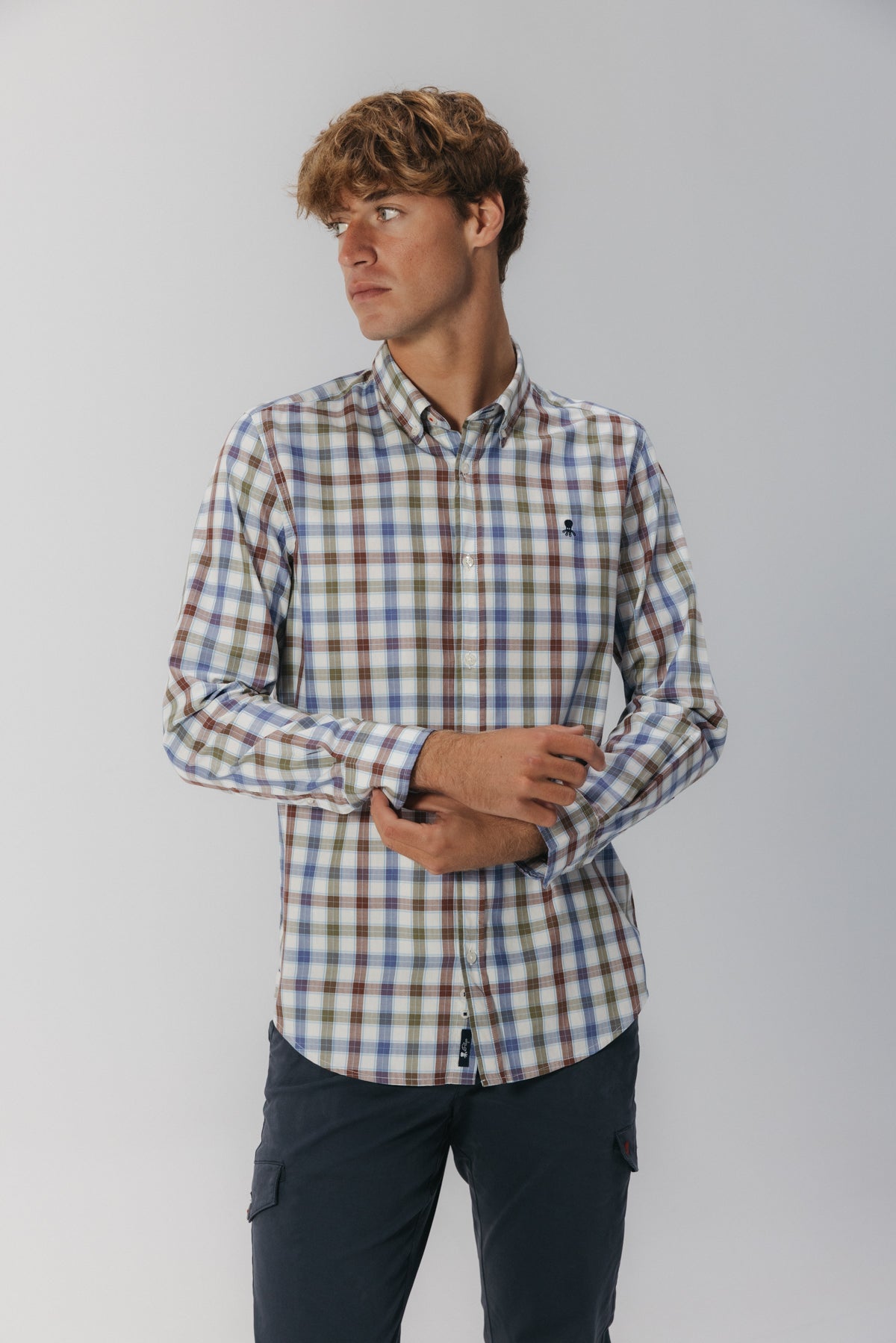 CAMISA CASUAL ESPIGA CUADRO MULTICOLOR