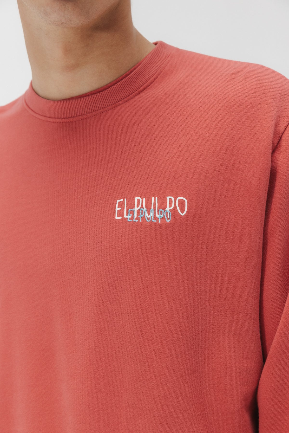 SUDADERA LOGO TEJIDO MELANGE ROJO DELAVÉ