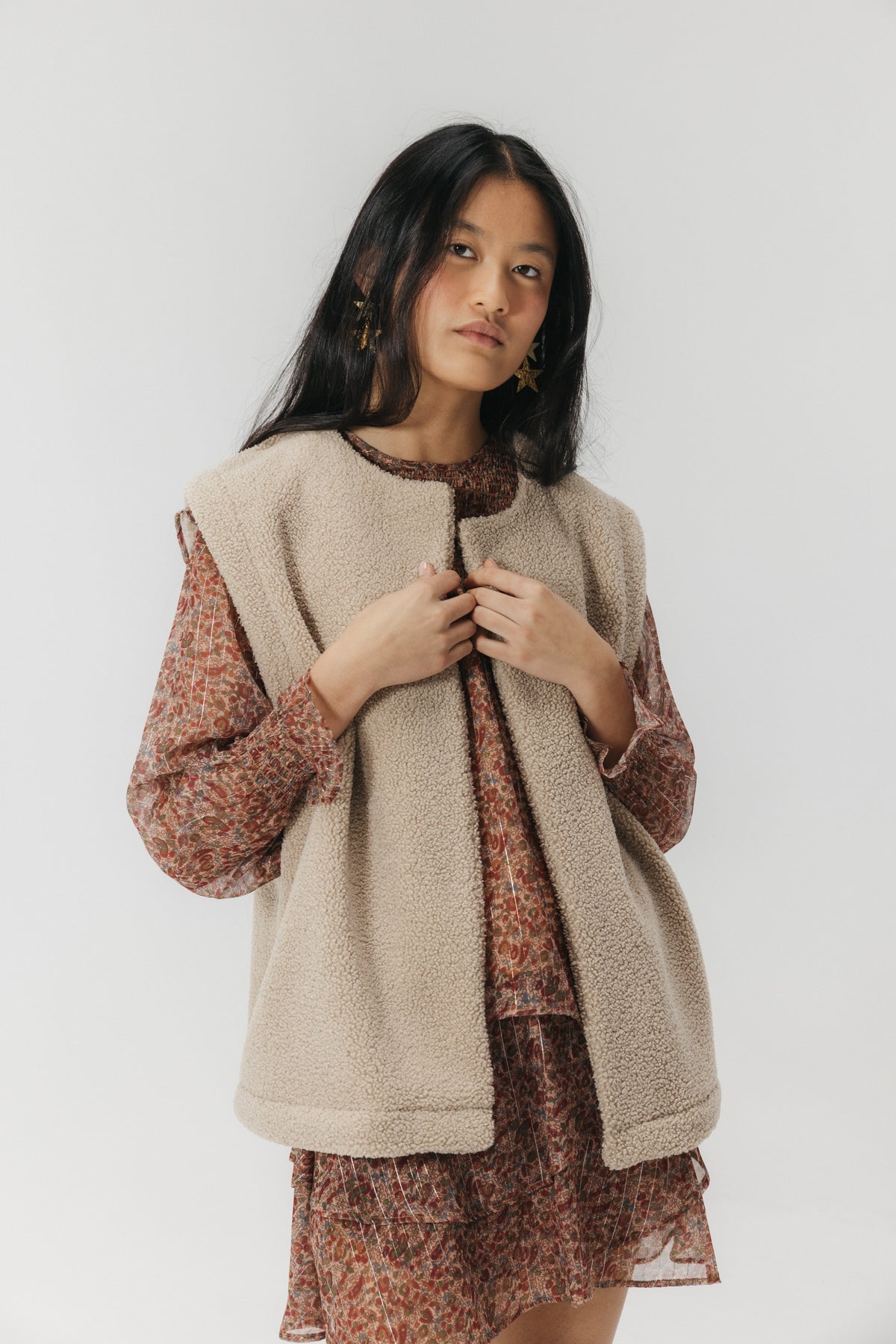 CHALECO TEEN BORREGUILLO BLANCO ROTO