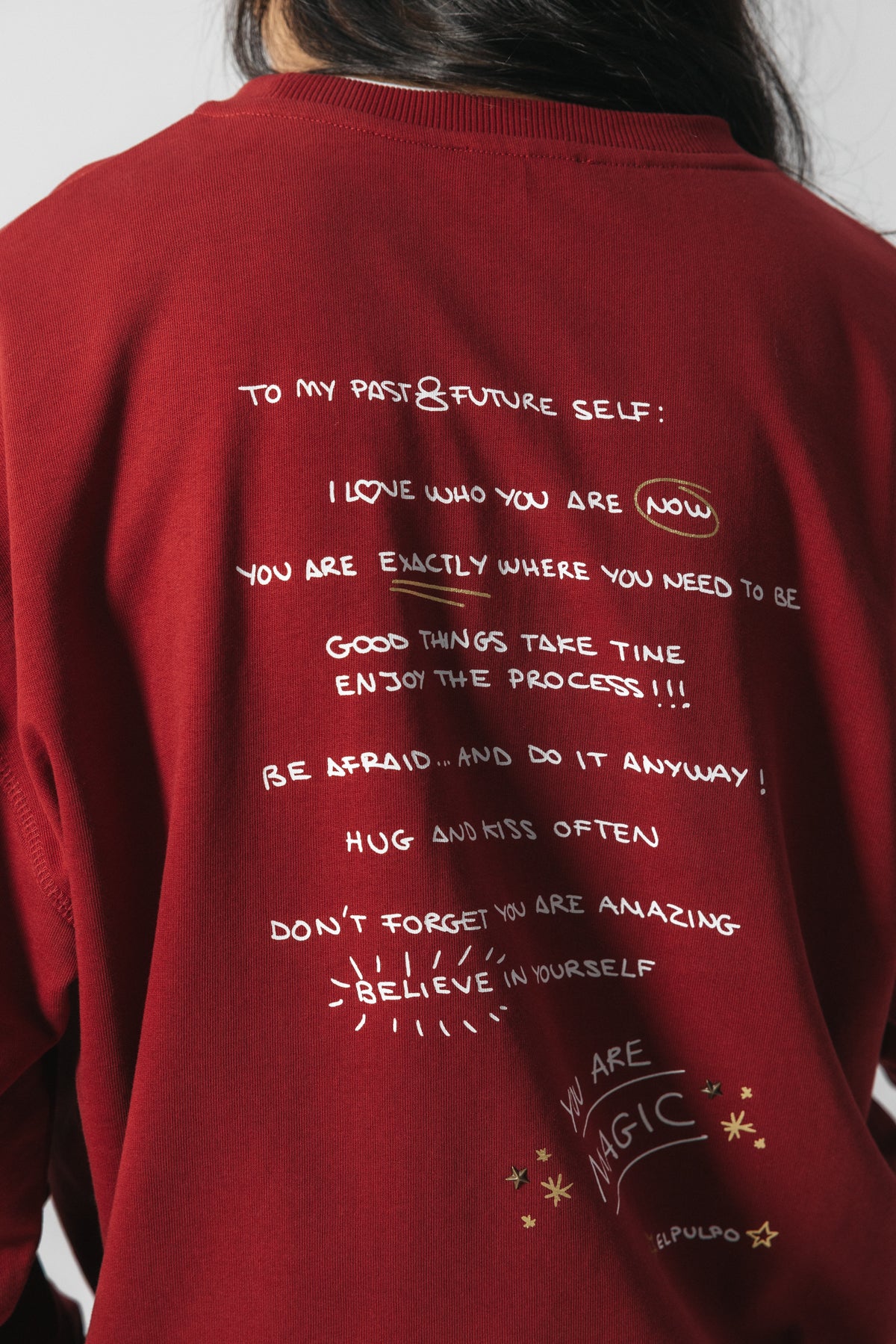 SUDADERA TEEN CARTA GRANATE