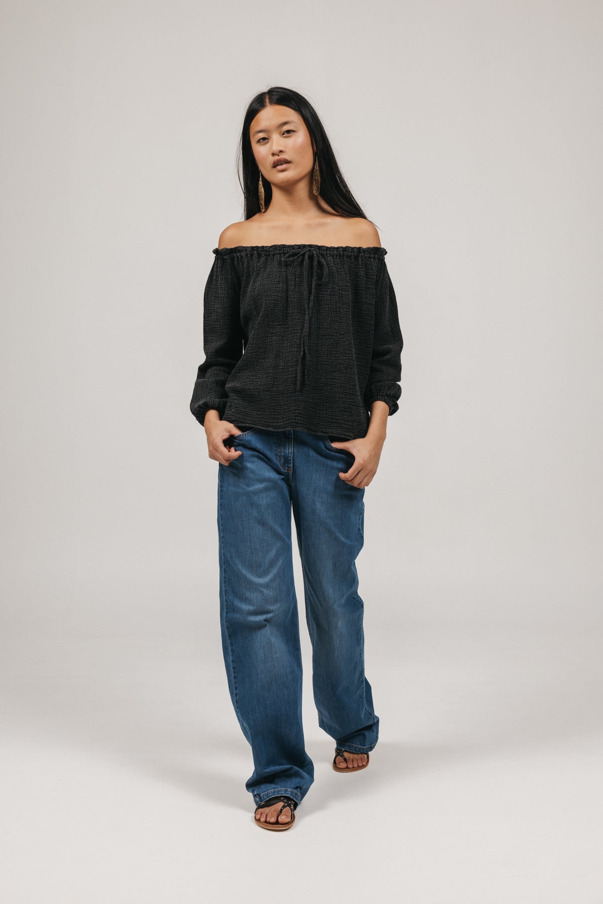 BLUSA TEEN CUELLO BARCO BAMBULA ANTRACITA