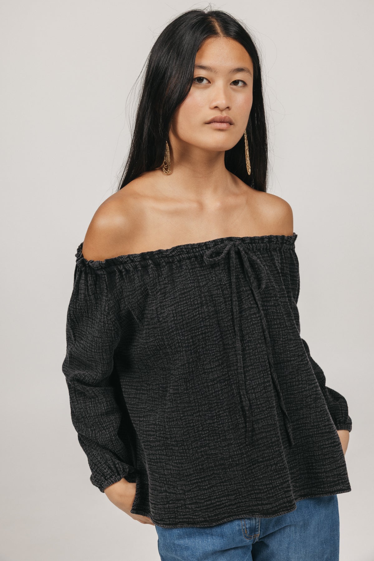 BLUSA TEEN CUELLO BARCO BAMBULA ANTRACITA