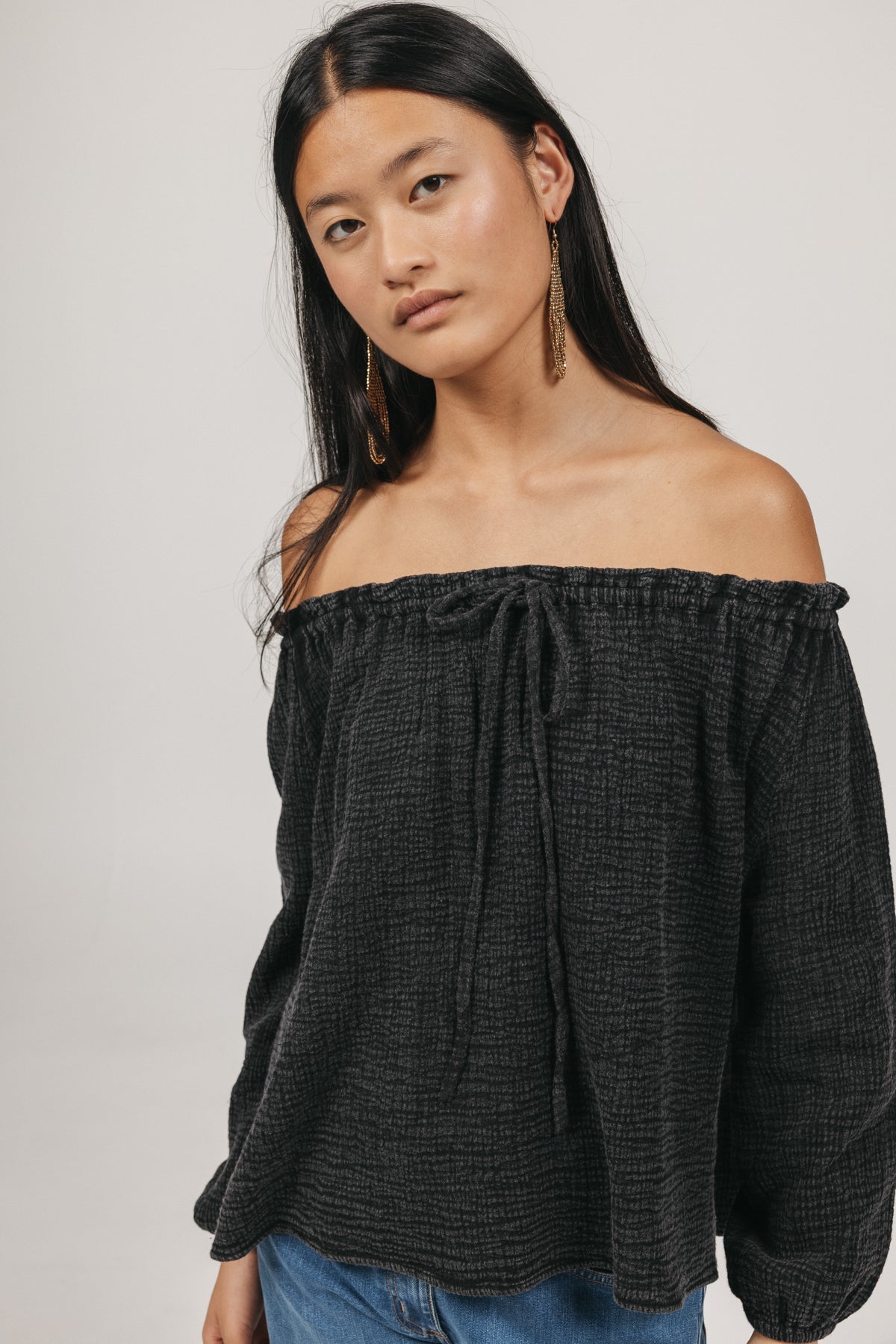 BLUSA TEEN CUELLO BARCO BAMBULA ANTRACITA