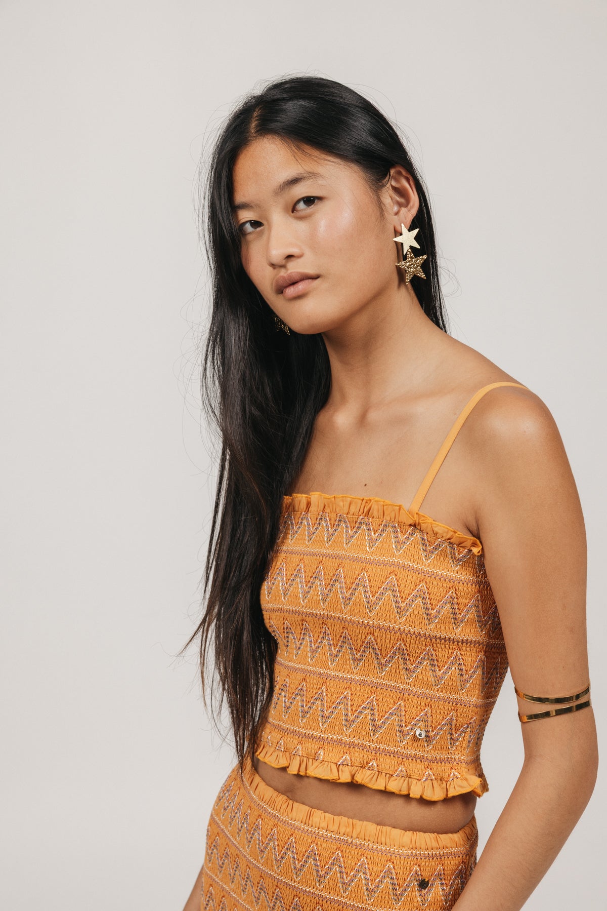 TOP TEEN ELASTIC BANDS ORANGE EMBROIDERY DELAVÉ