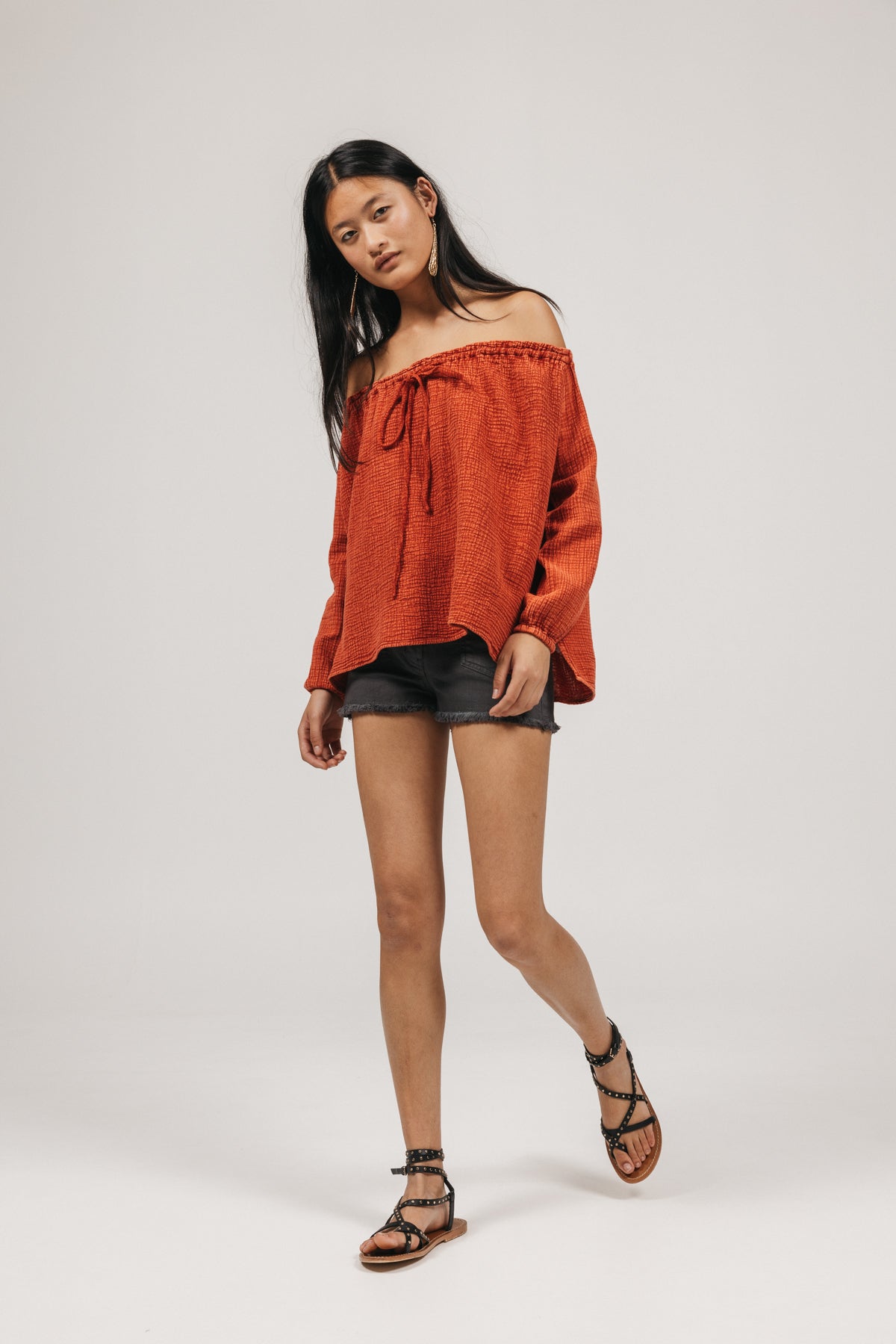 BLUSA TEEN CUELLO BARCO BAMBULA ROJO DELAVÉ