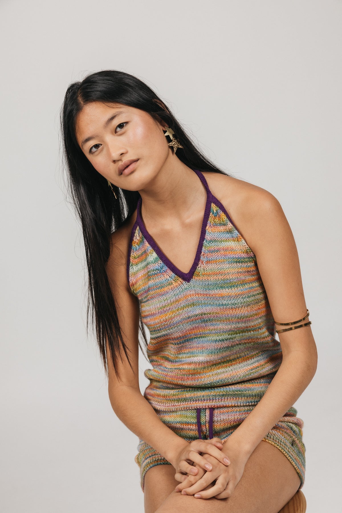 TOP KNITTED TEEN HALTER MULTICOLOR