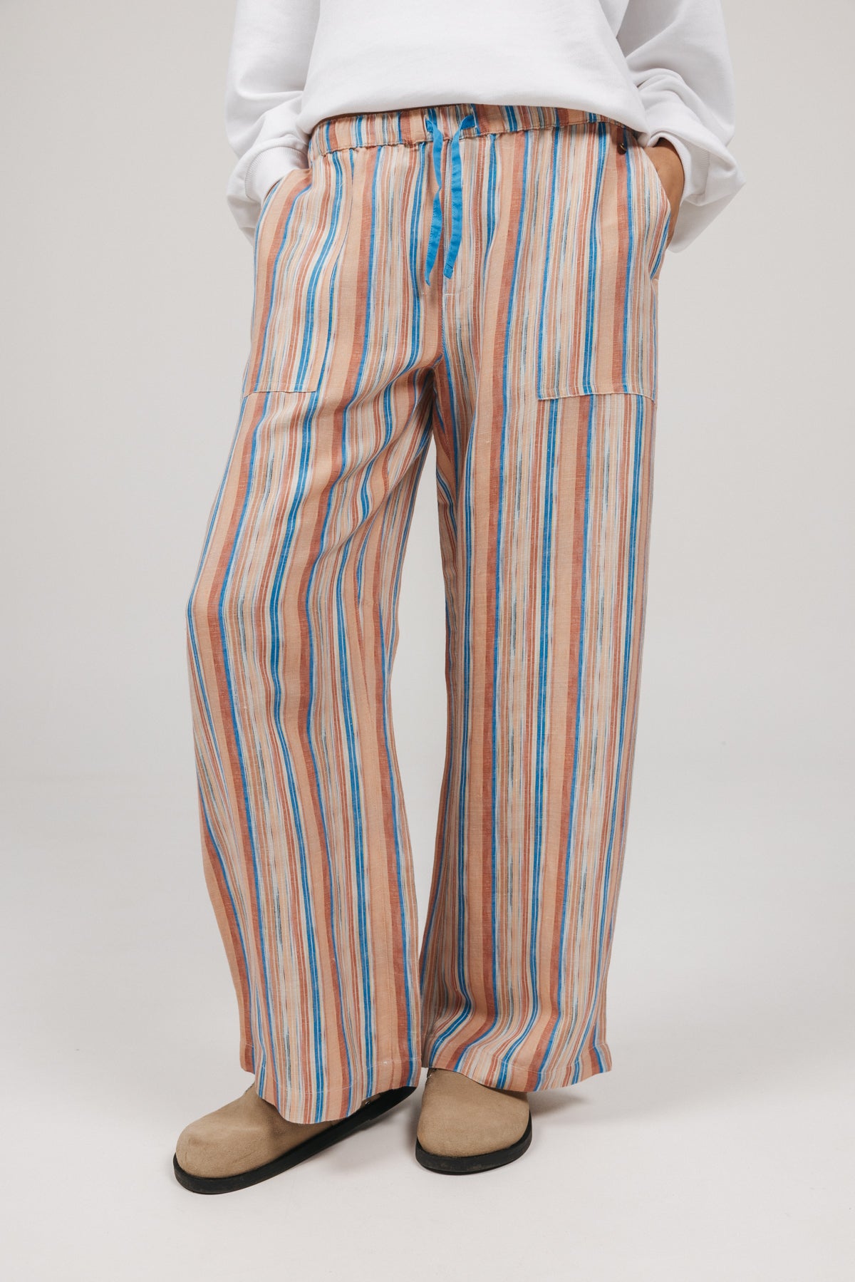 TEEN FLUID PANTS WITH MULTICOLOR STRIPES