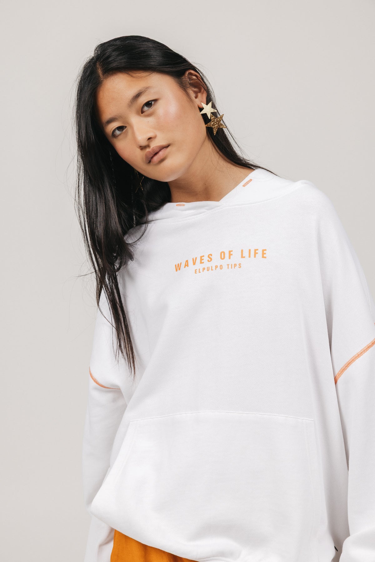 SUDADERA TEEN CAPUCHA WAVES OF LIFE BLANCO PURO