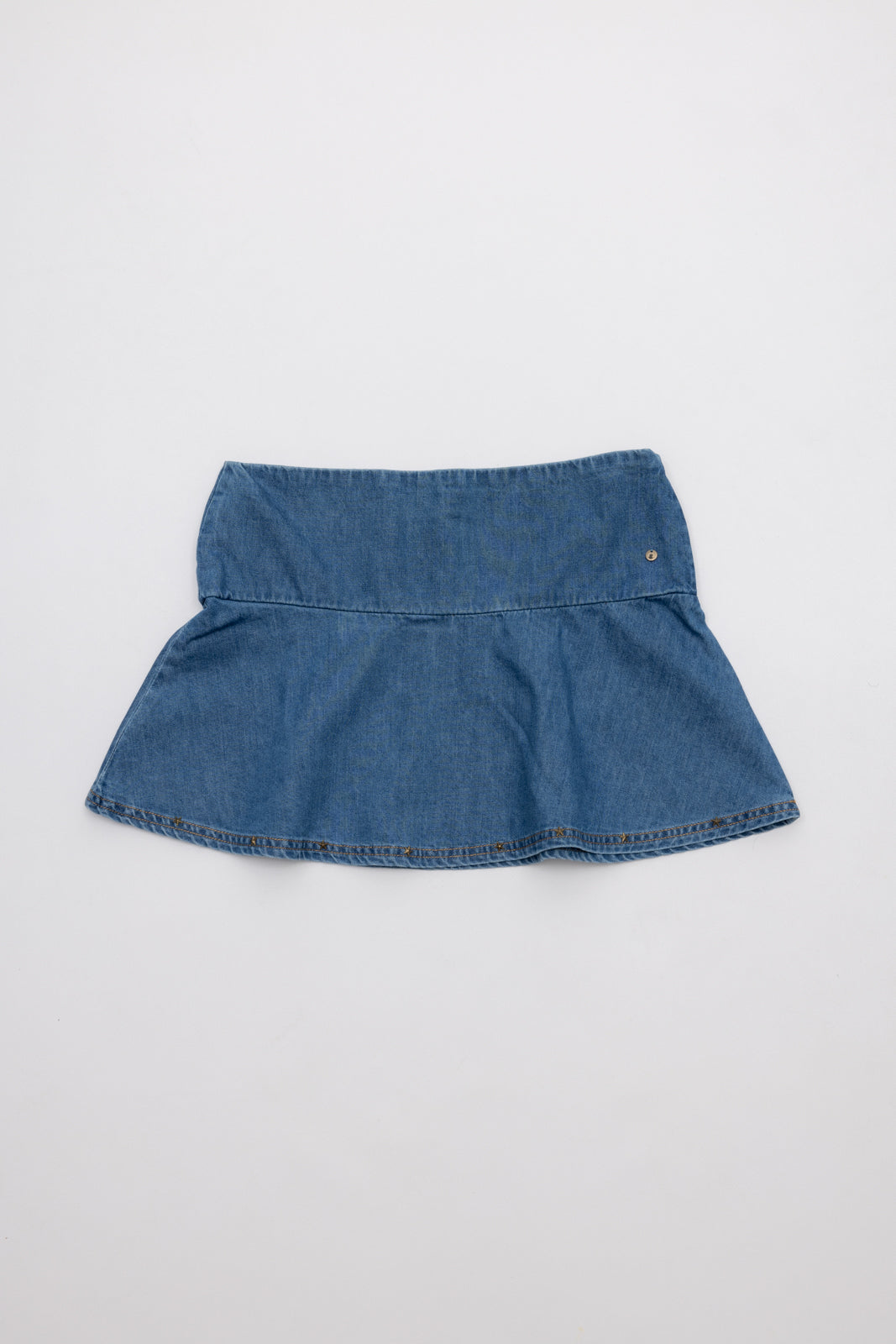 FALDA TEEN VOLANTES TACHAS AZUL MEDIO DELAVÉ