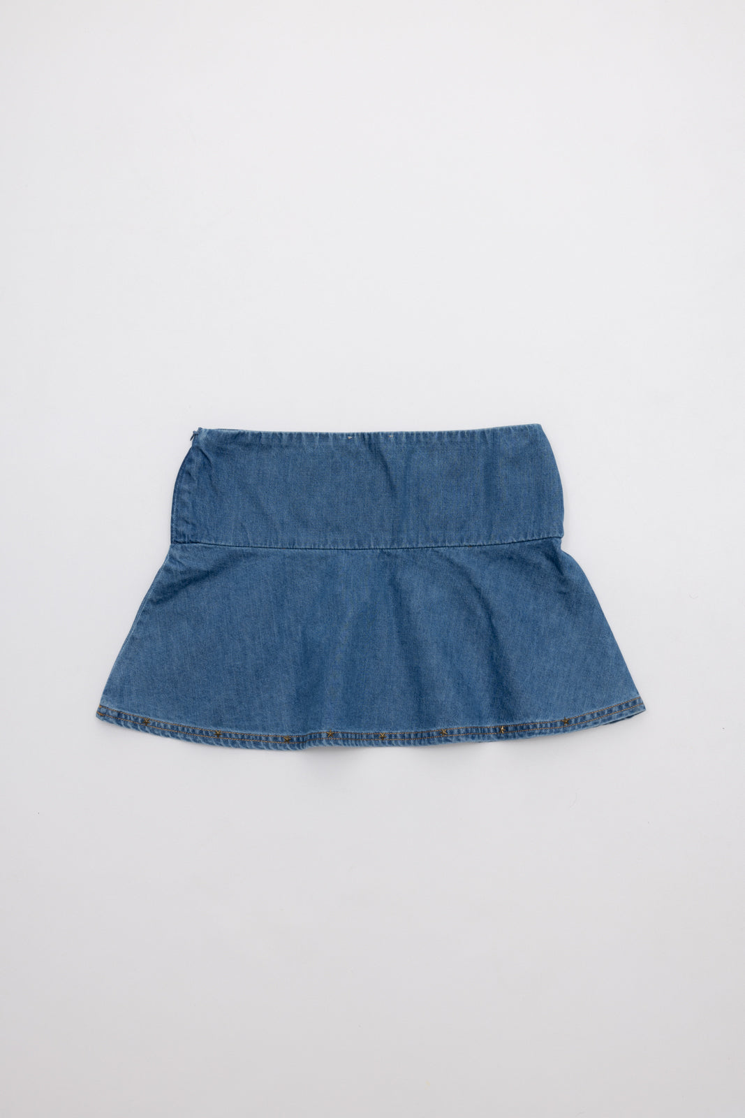 FALDA TEEN VOLANTES TACHAS AZUL MEDIO DELAVÉ
